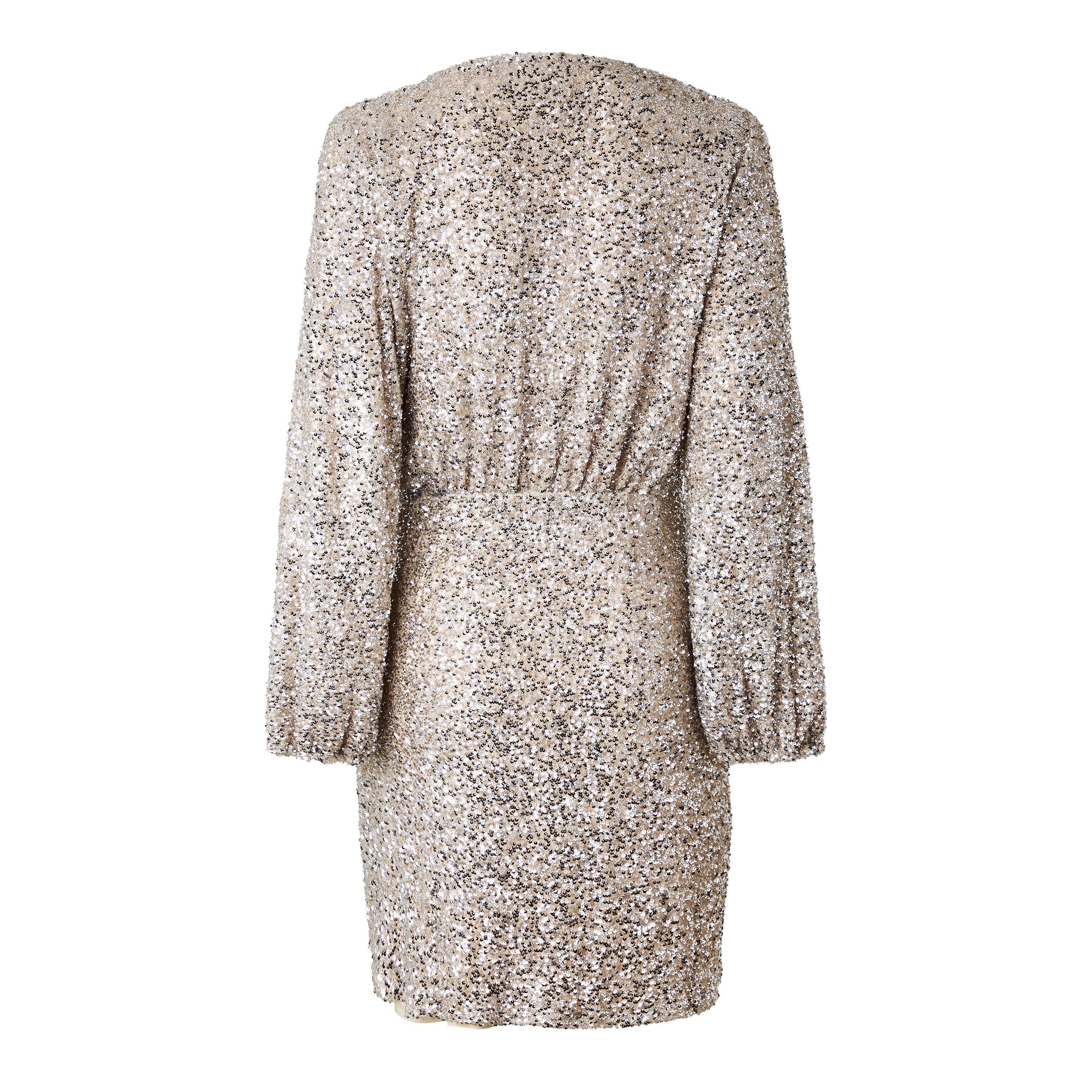 Silver - Never Fully Dressed - Sequin Mini Vienna Wrap Dress - 2