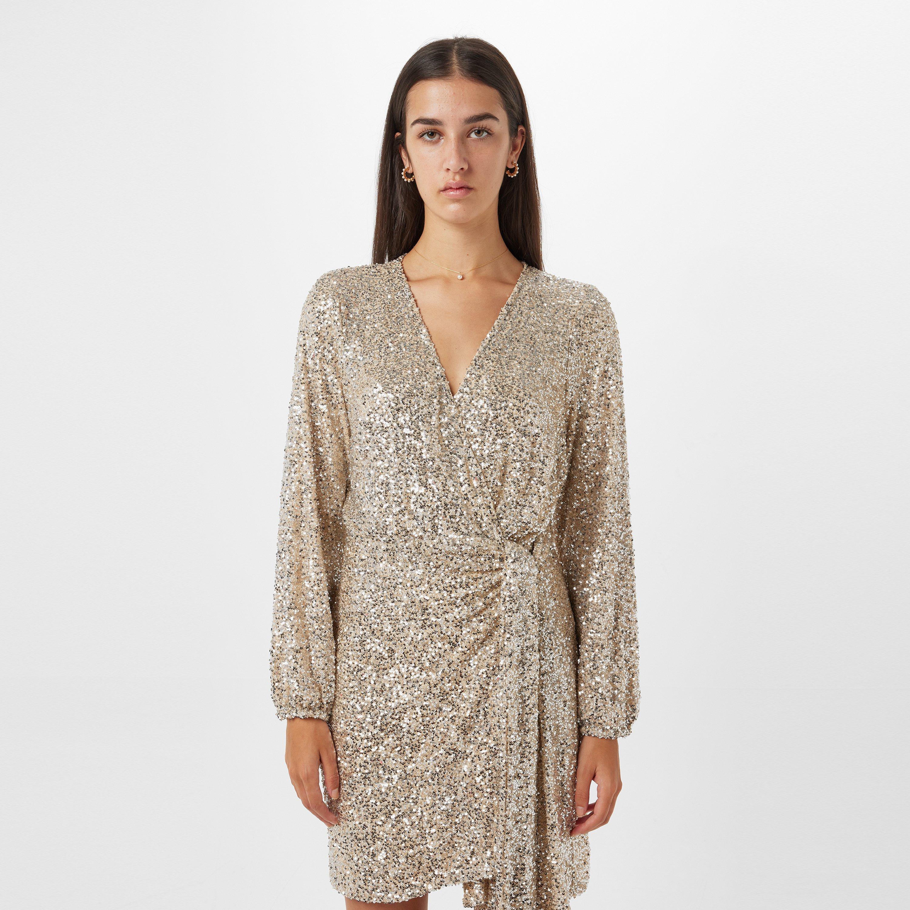 Silver - Never Fully Dressed - Sequin Mini Vienna Wrap Dress - 3