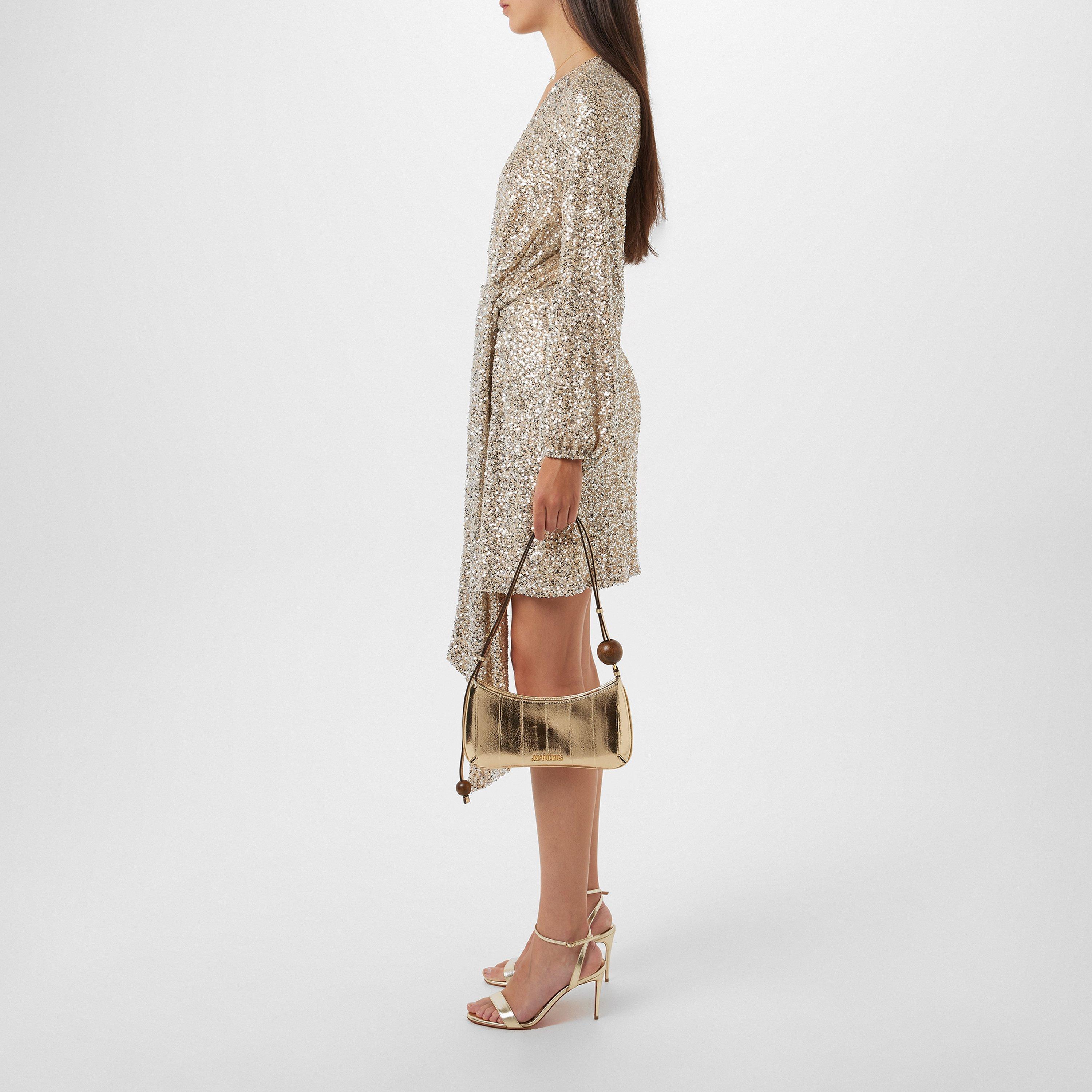 Silver - Never Fully Dressed - Sequin Mini Vienna Wrap Dress - 5