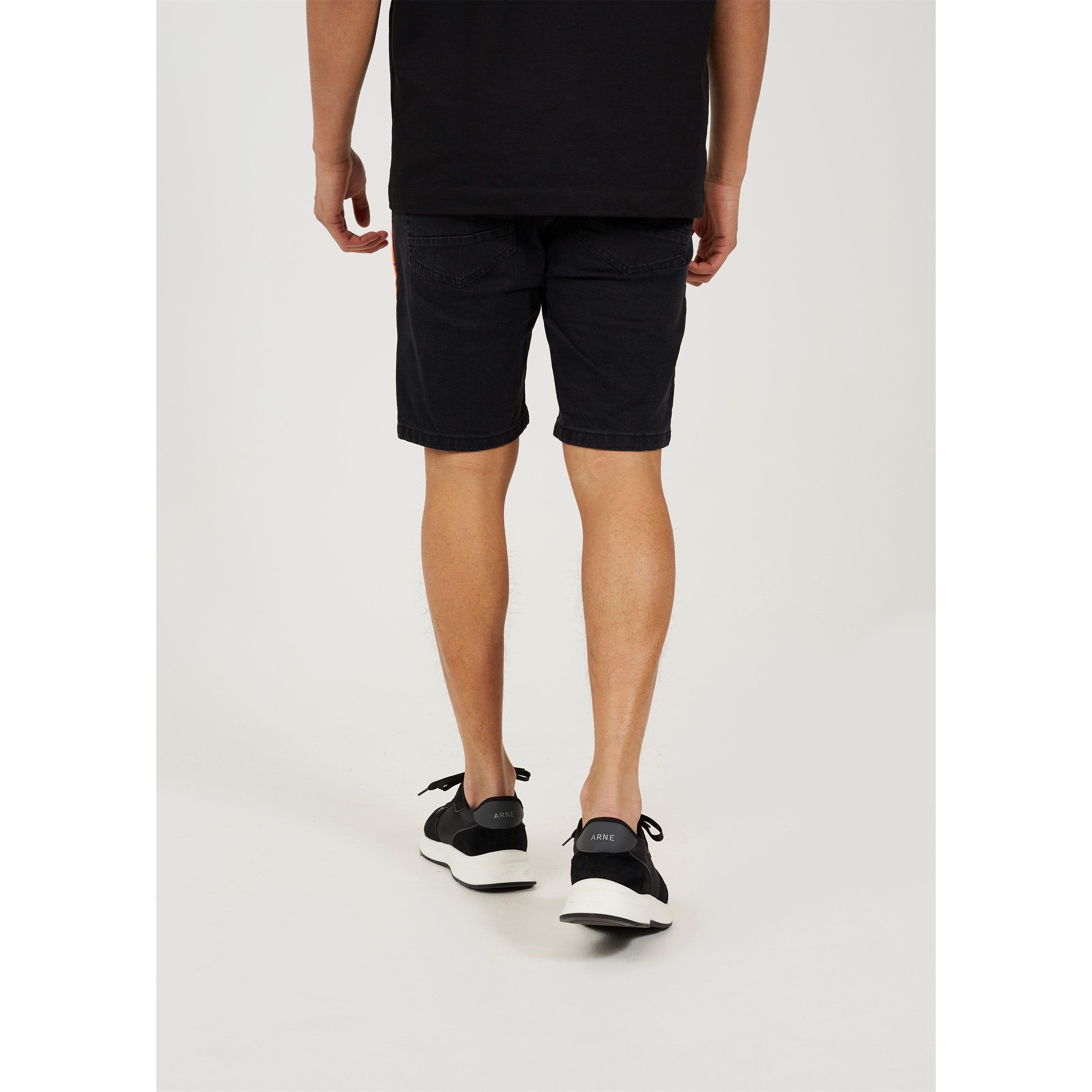 Charcoal Wash - Brave Soul - Short with Biker Patch Detail - 3