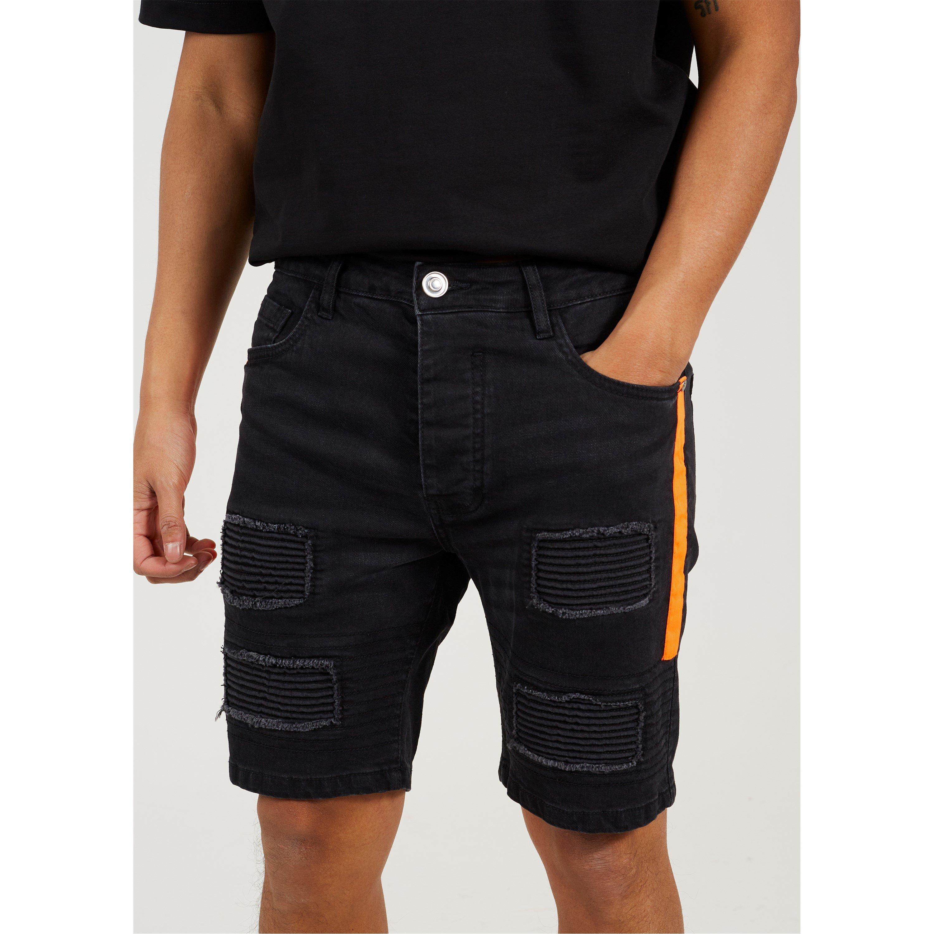 Charcoal Wash - Brave Soul - Short with Biker Patch Detail - 4