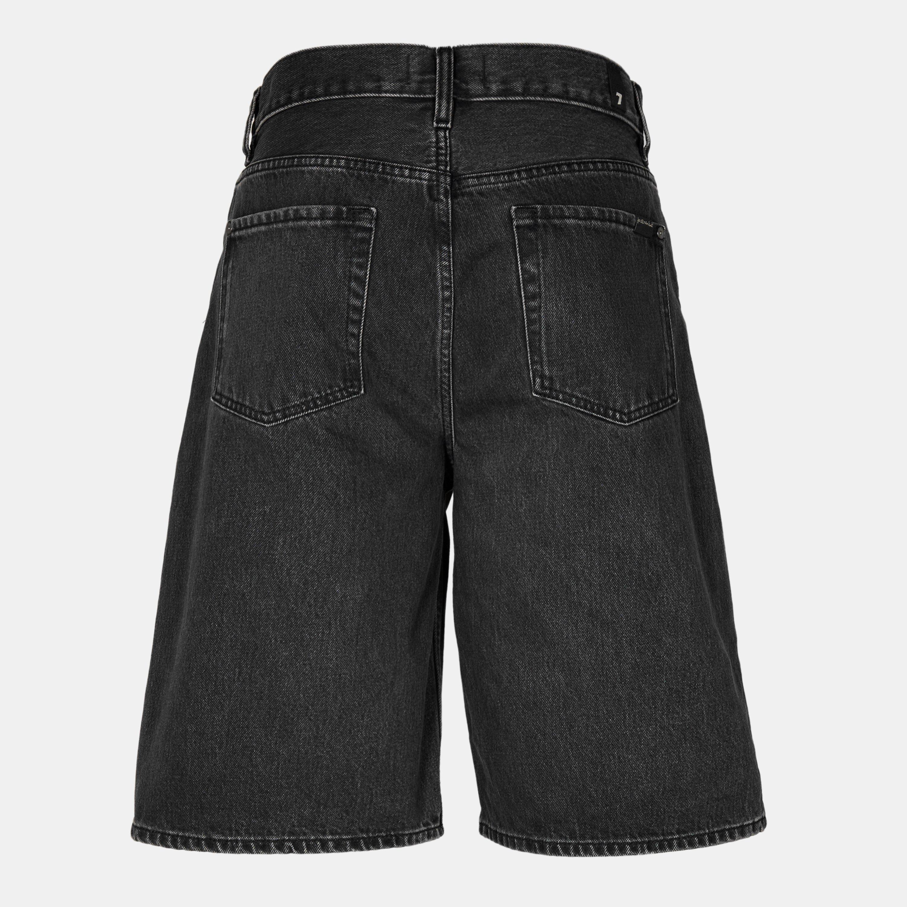 Washed Black - 7 For All Mankind - Men's Wide Denim Shorts - 2