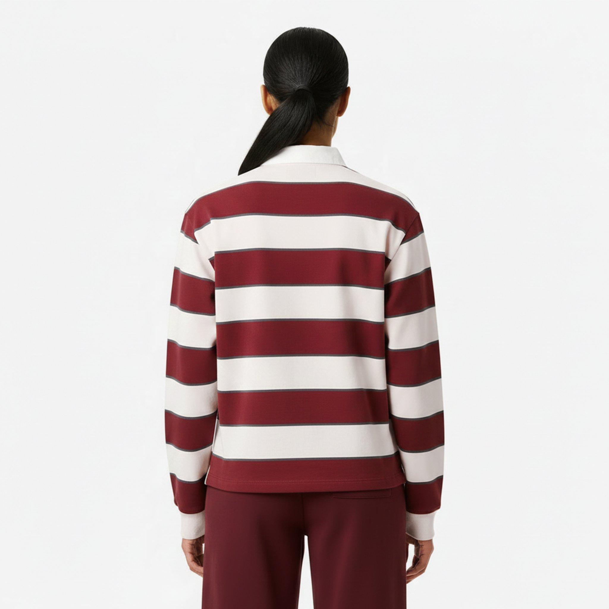 Burg/Navy - Jack Wills - Women's Cotton Polo Neck Long Sleeve Oversized Fit T-Shirt - 4