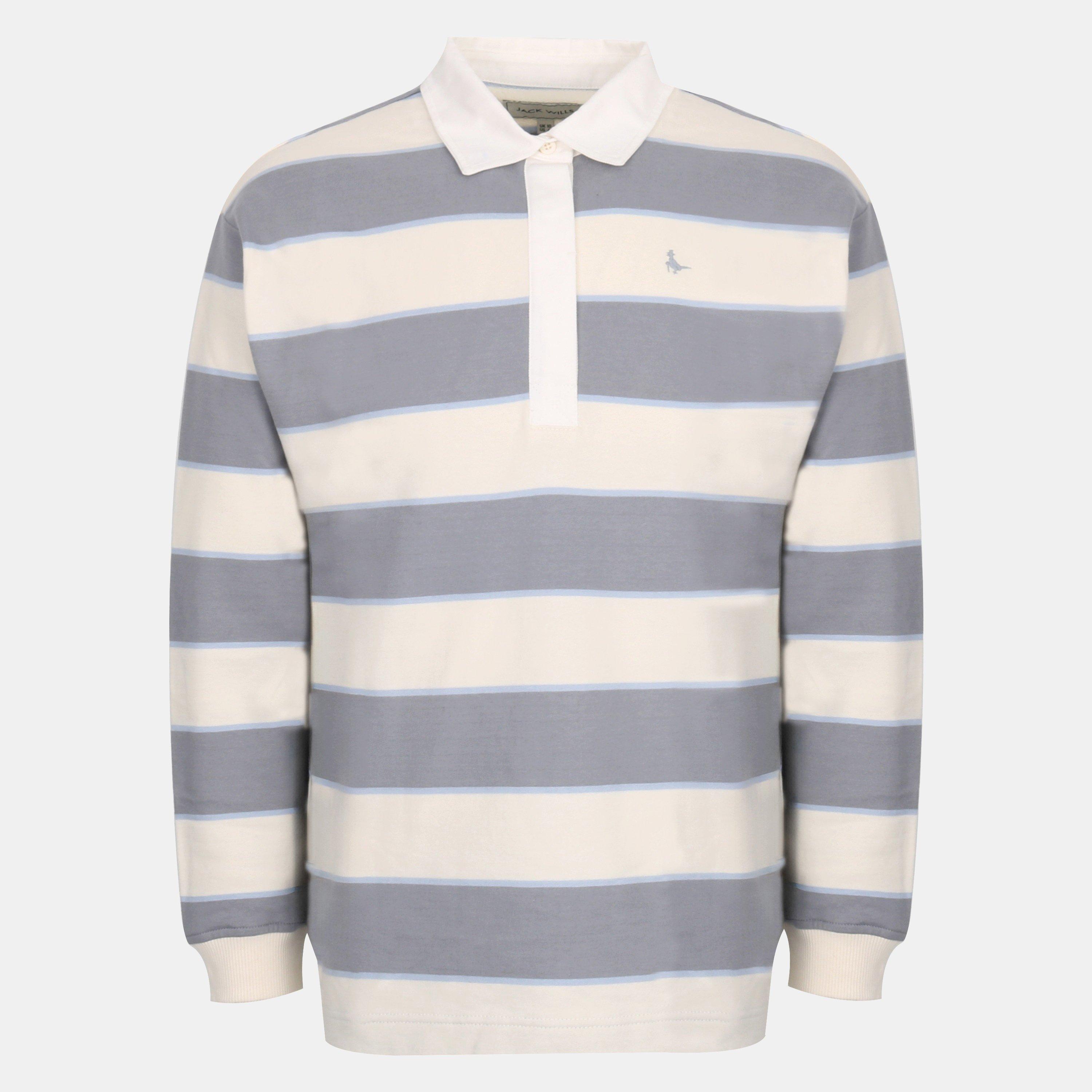 Jack Wills Women's Cotton Polo Neck Long Sleeve Oversized Fit T-Shirt - Navy/White - 8 (XS)