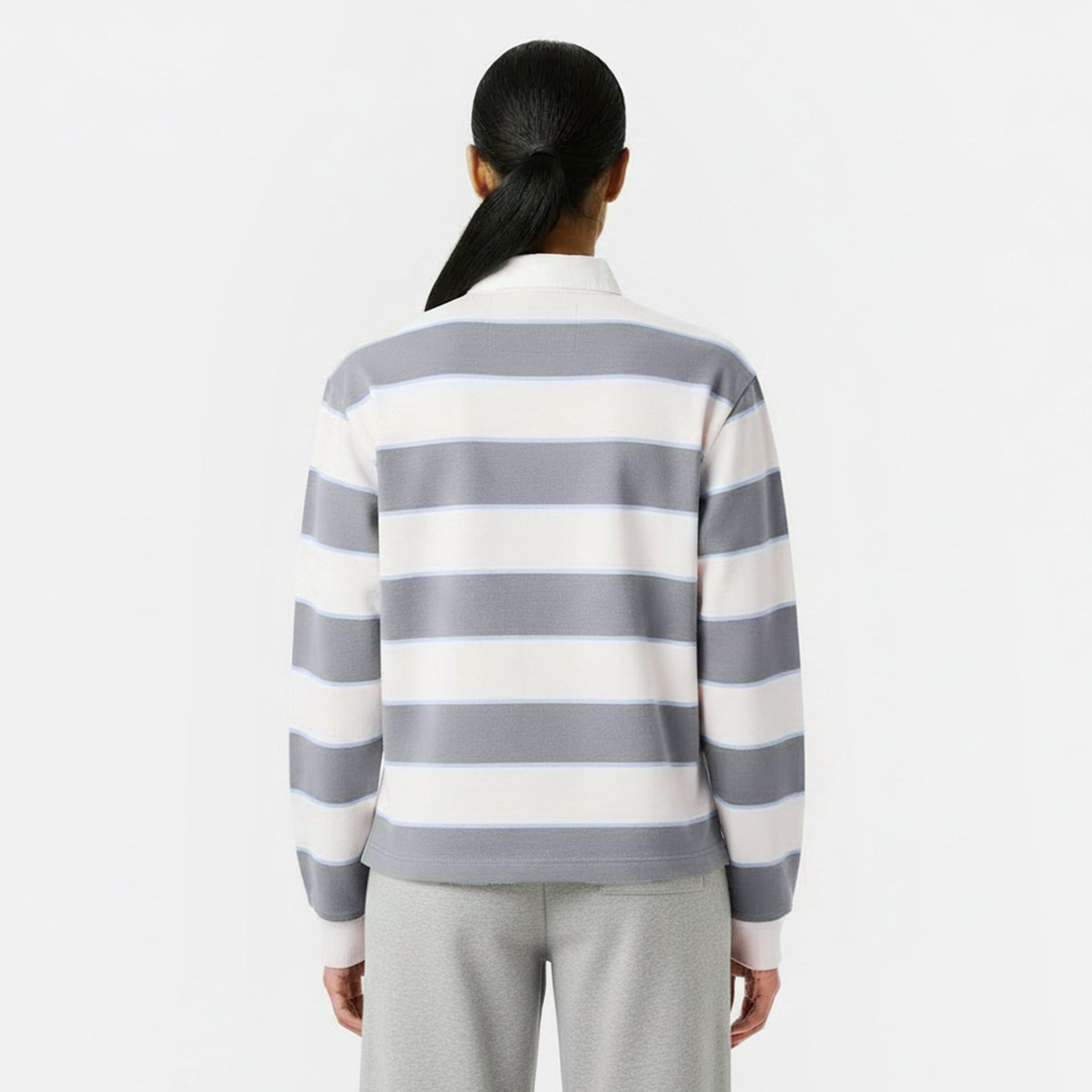 Navy/White - Jack Wills - Women's Cotton Polo Neck Long Sleeve Oversized Fit T-Shirt - 4