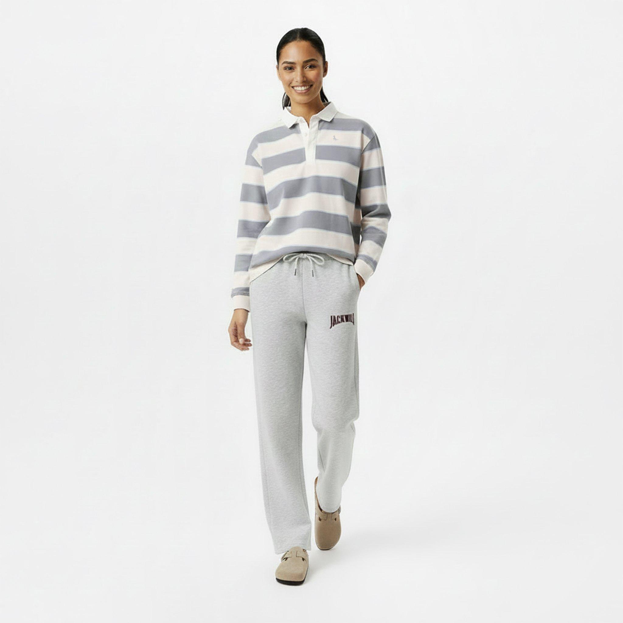 Navy/White - Jack Wills - Women's Cotton Polo Neck Long Sleeve Oversized Fit T-Shirt - 5