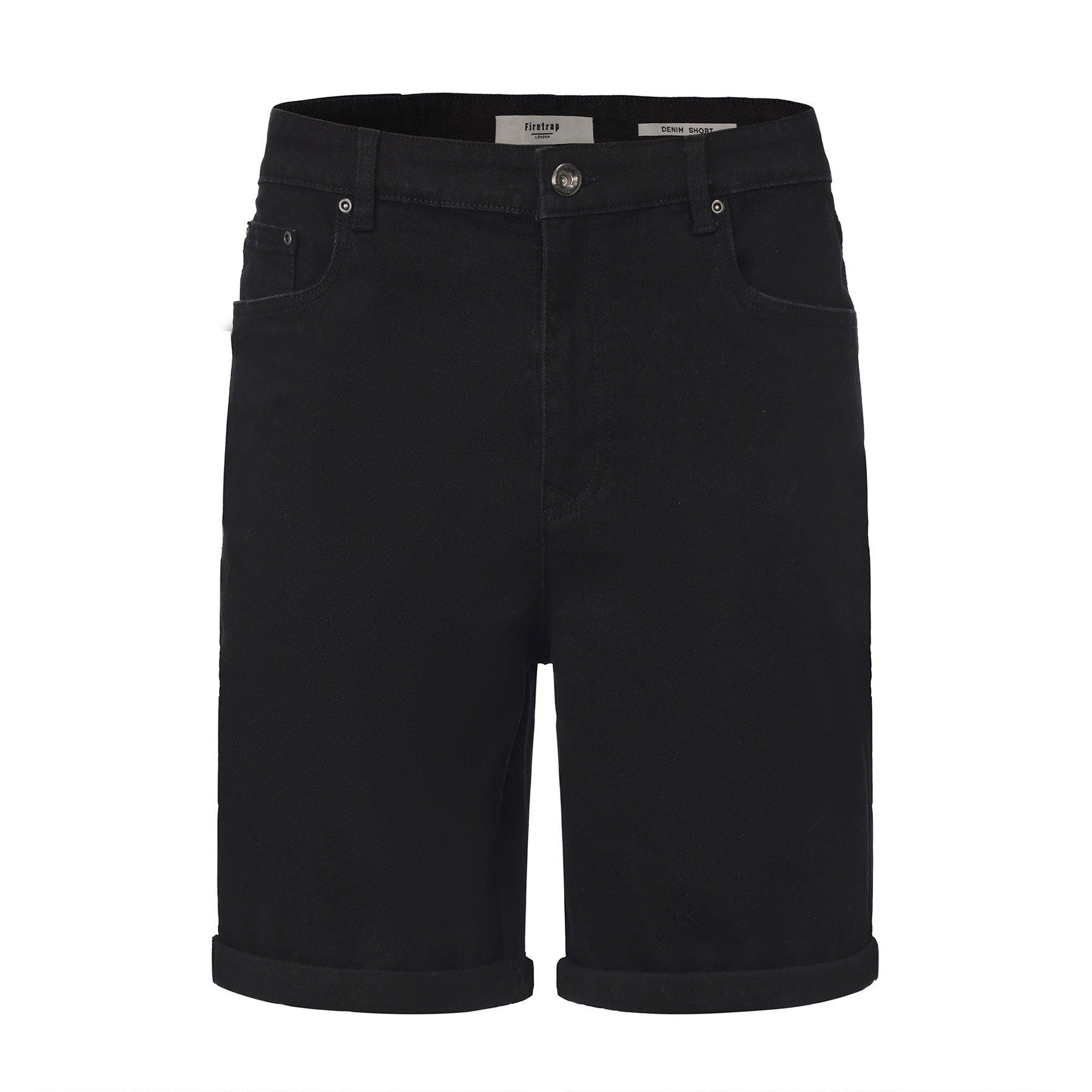 Black - Pretty Green - Men's Cotton 5 Pocket Denim Shorts - 1