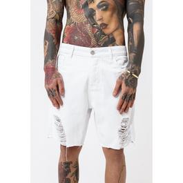 Good For Nothing Shredded Denim Shorts White