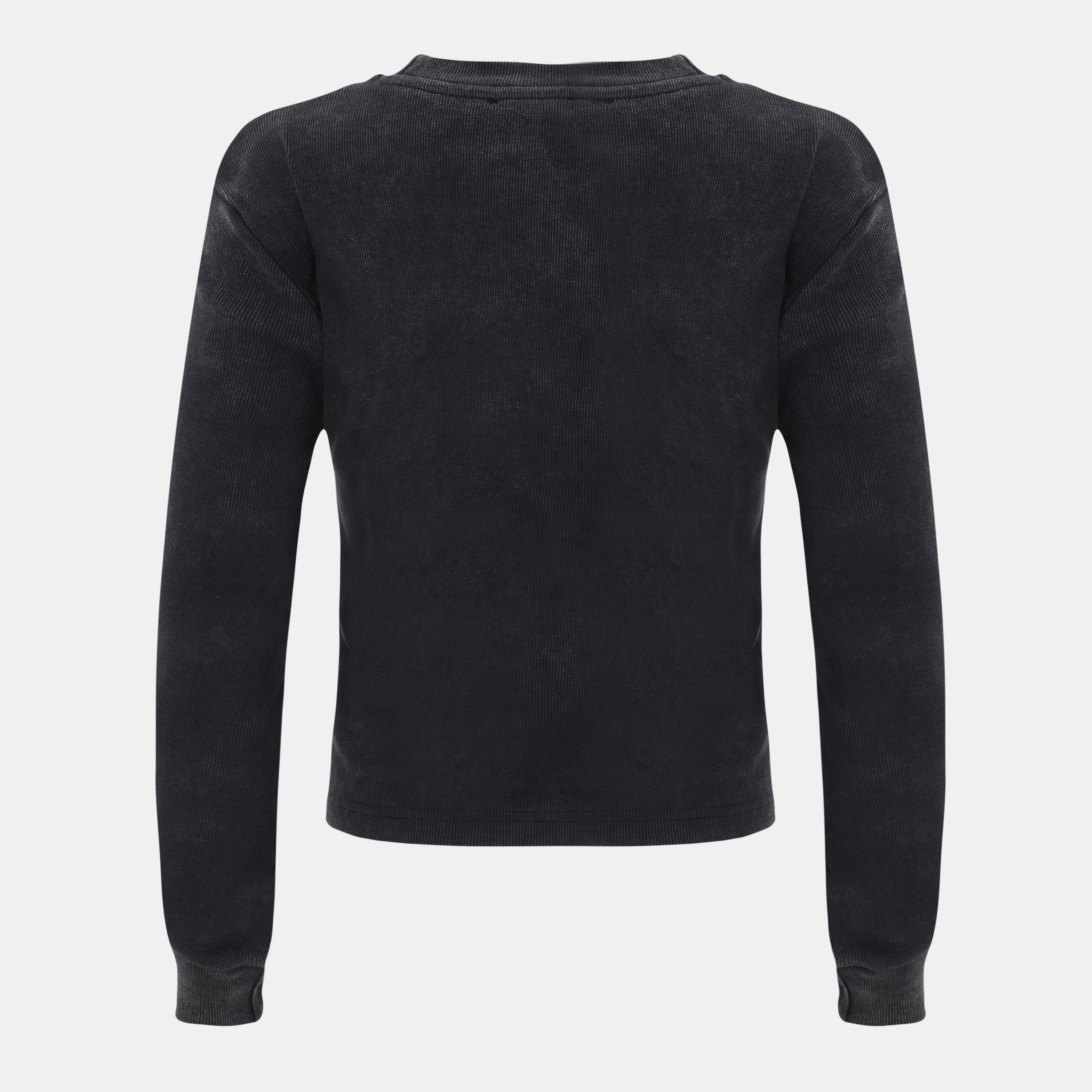 Grey - I Saw It First - Washed Rib Long Sleeve Top - 2