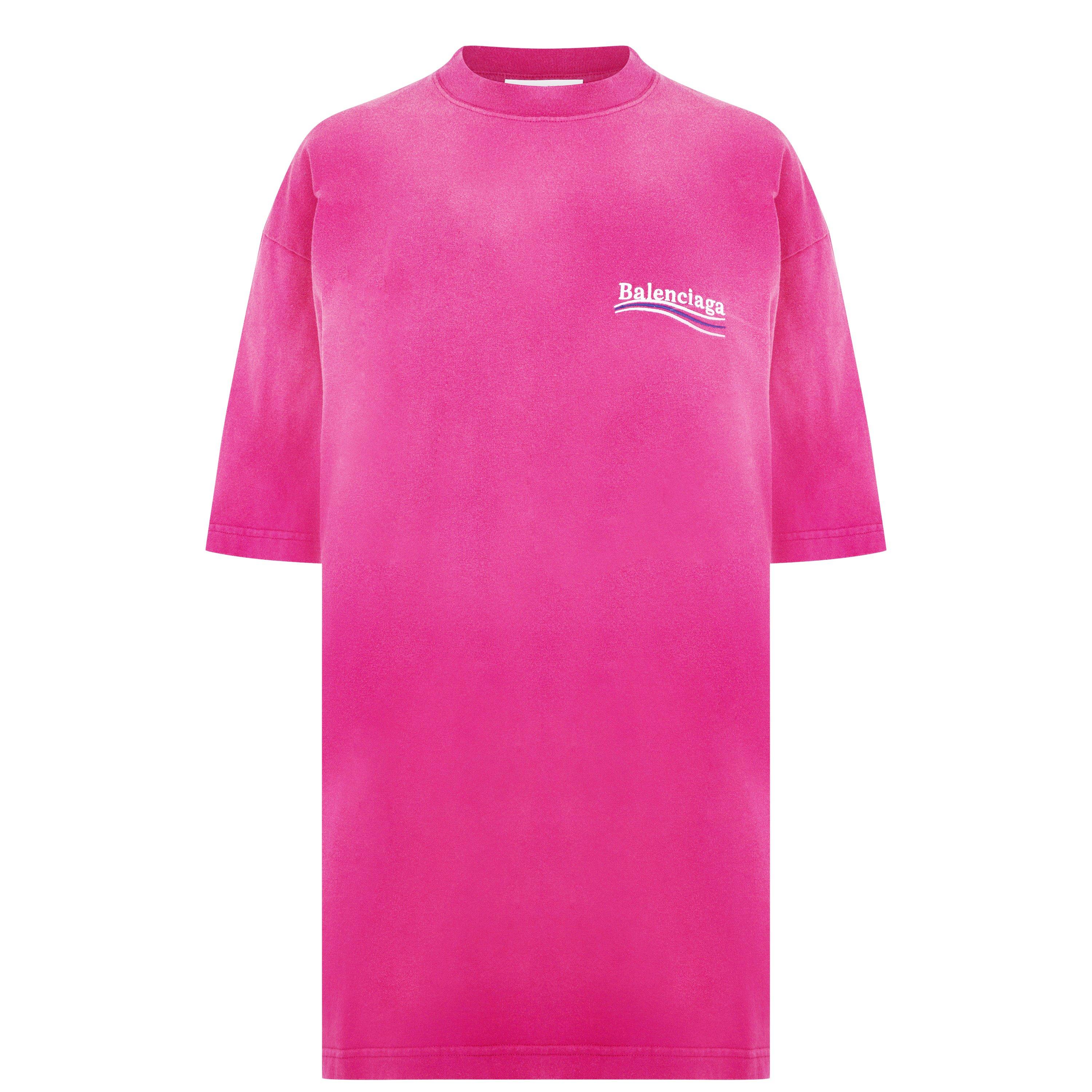 Pink 5282 - Balenciaga - Political Logo Oversized T-Shirt - 5