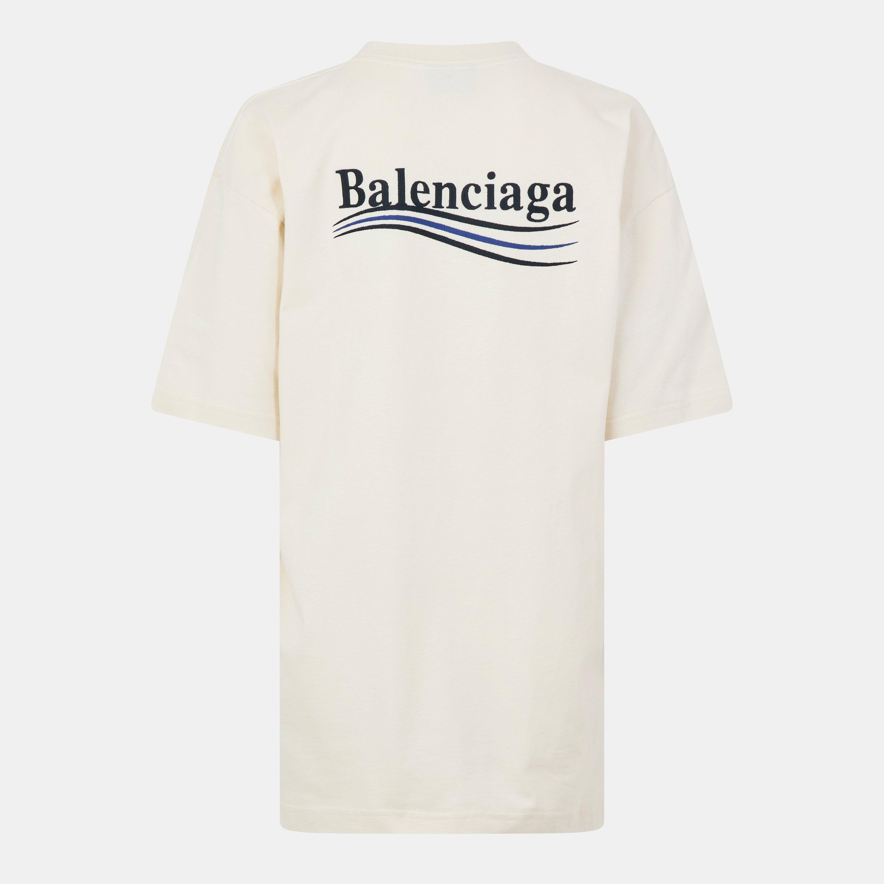 Cream/Black - Balenciaga - Political Logo Oversized T-Shirt - 2