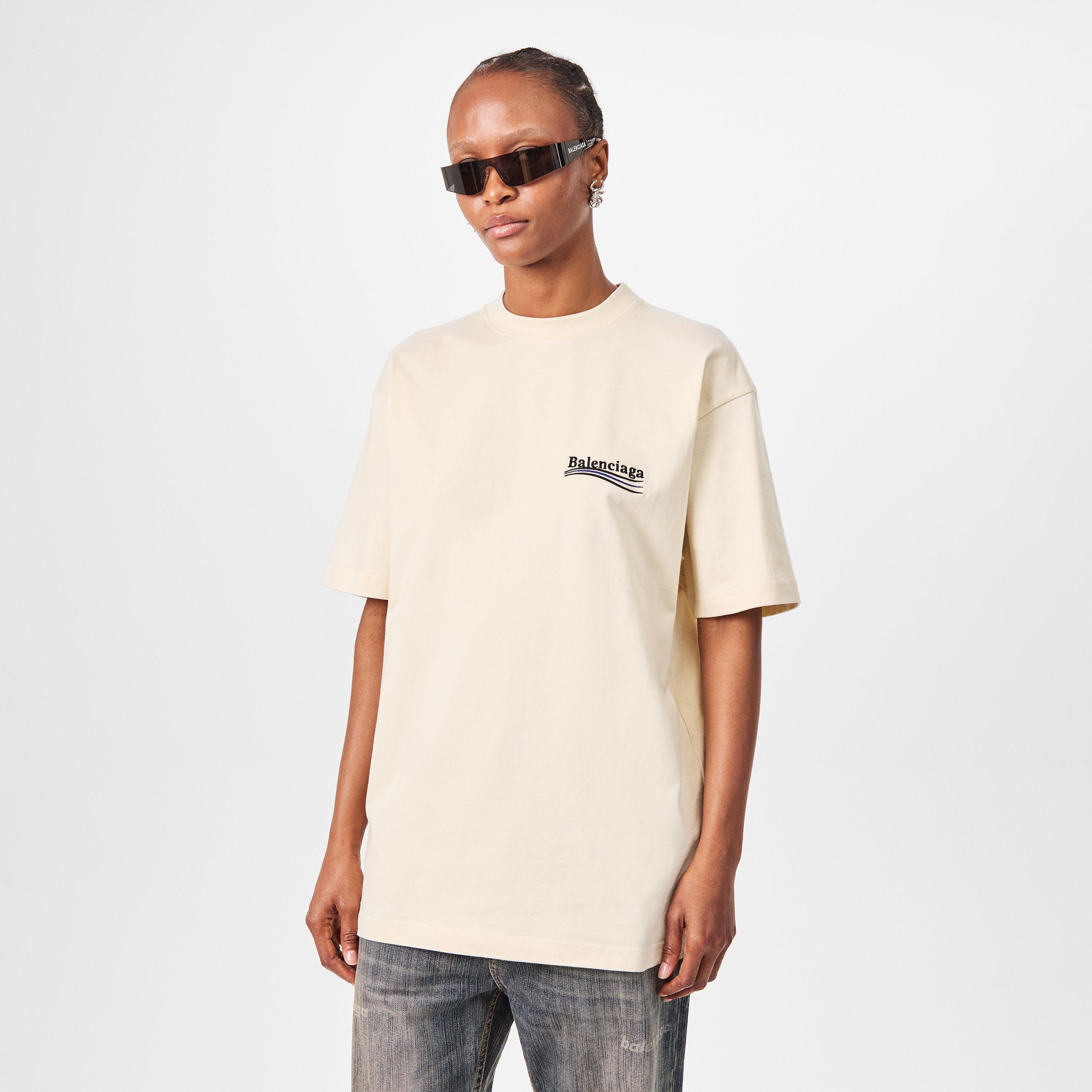 Cream/Black - Balenciaga - Political Logo Oversized T-Shirt - 3