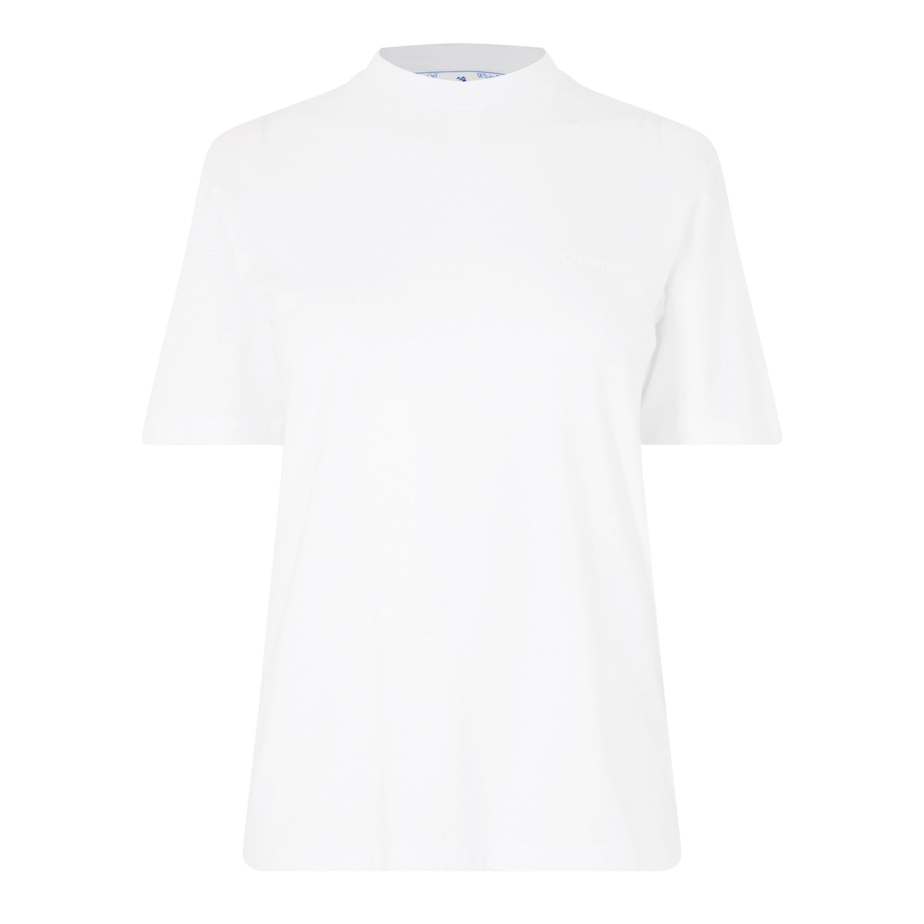 White 0101 - Off White - Women's Diagonal Logo Cotton Short Sleeve T-Shirt - 6