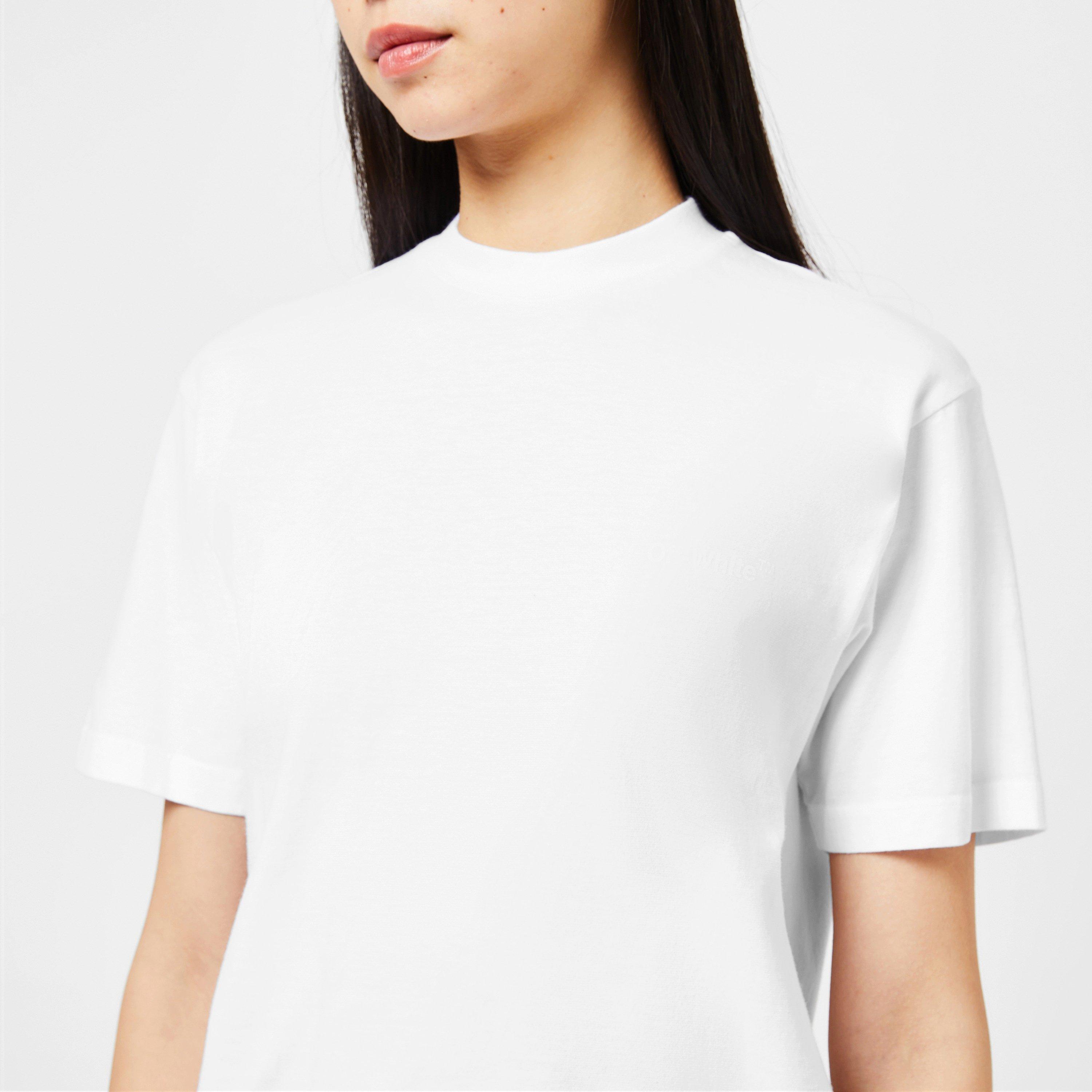 White 0101 - Off White - Women's Diagonal Logo Cotton Short Sleeve T-Shirt - 3