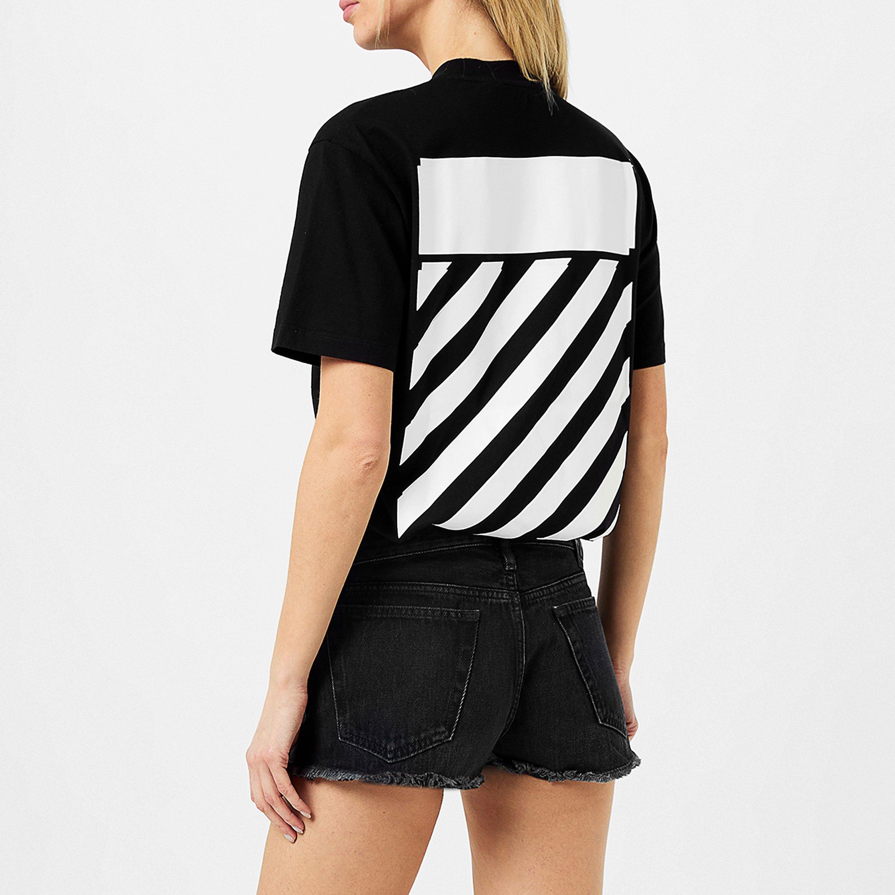 Black 1001 - Off White - Women's Diagonal Logo T-Shirt - 3