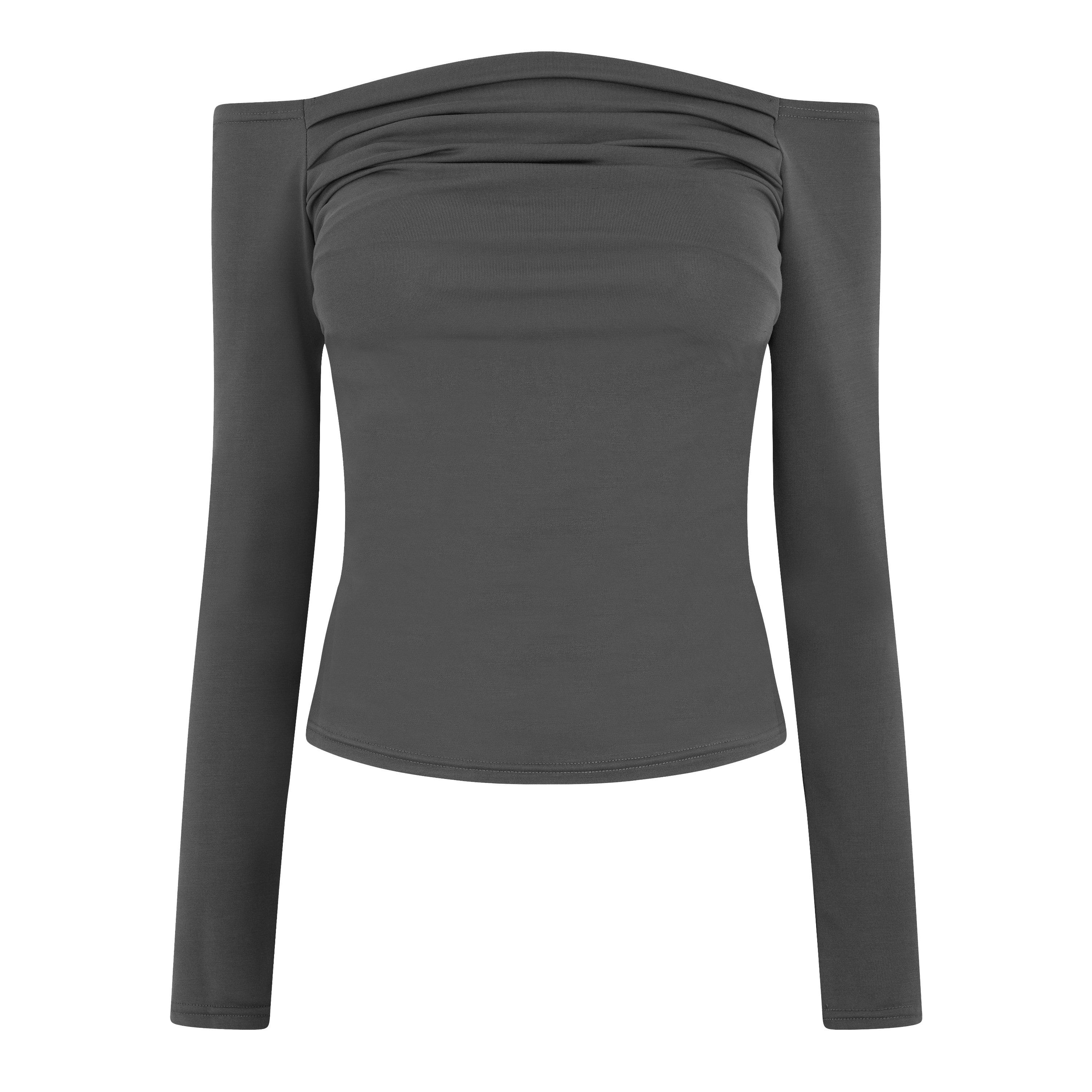 Folkstone Grey - Jack Wills - Women's Ruched Long-Sleeve T-Shirt - 1