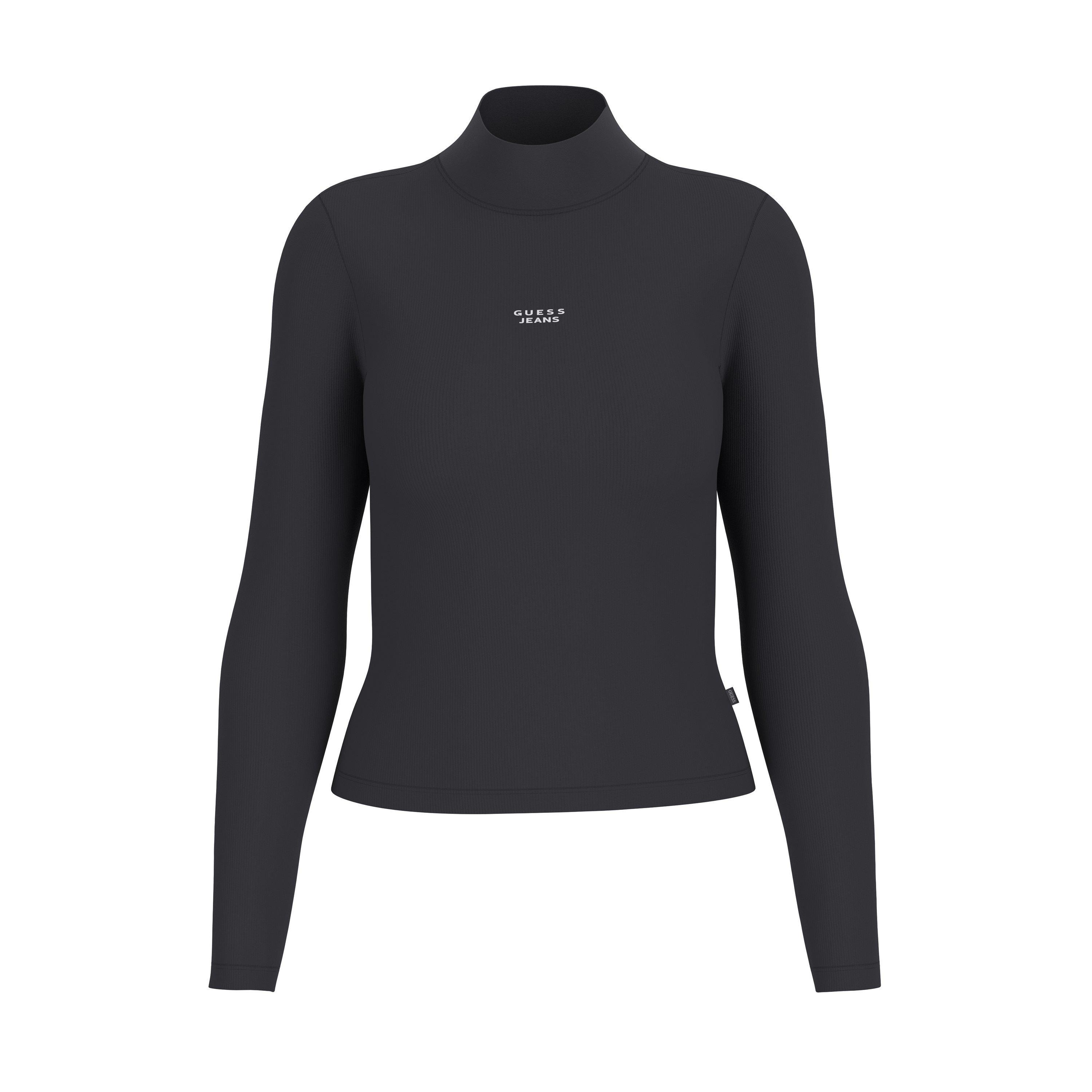 Guess Women's Roll Neck Long Sleeve T-Shirt - Jet Black A996 - 12 (M)