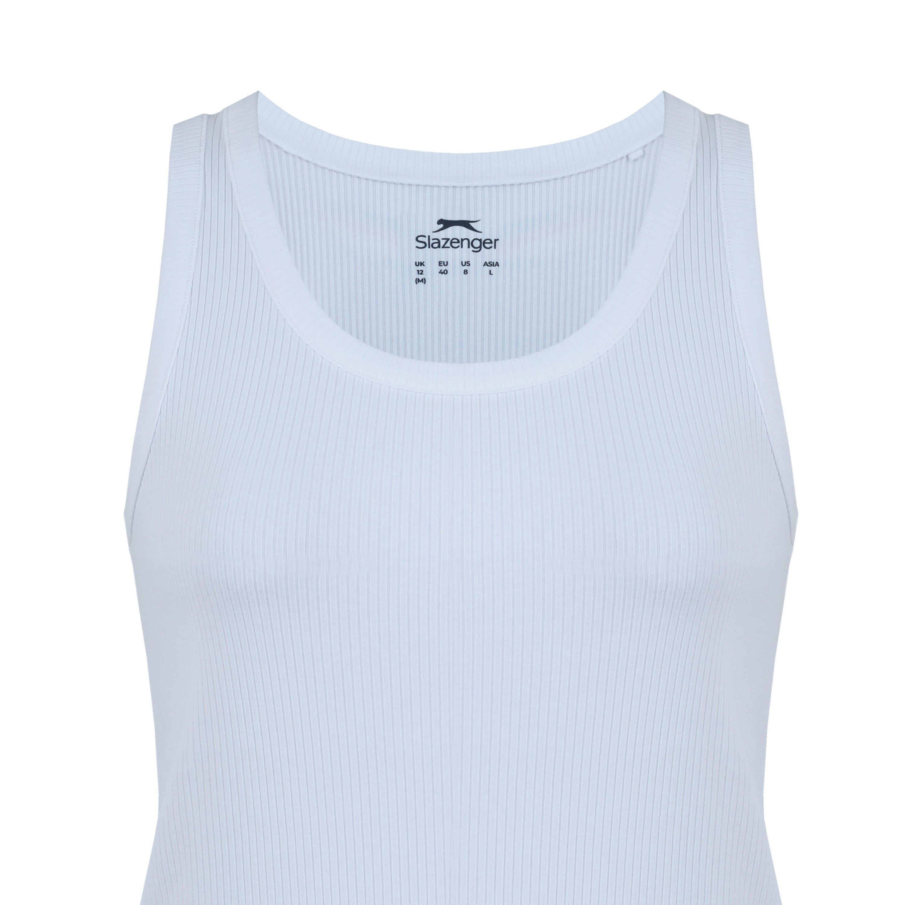 White - Slazenger - Women's Slaz Ribbed Tank Vest - 4