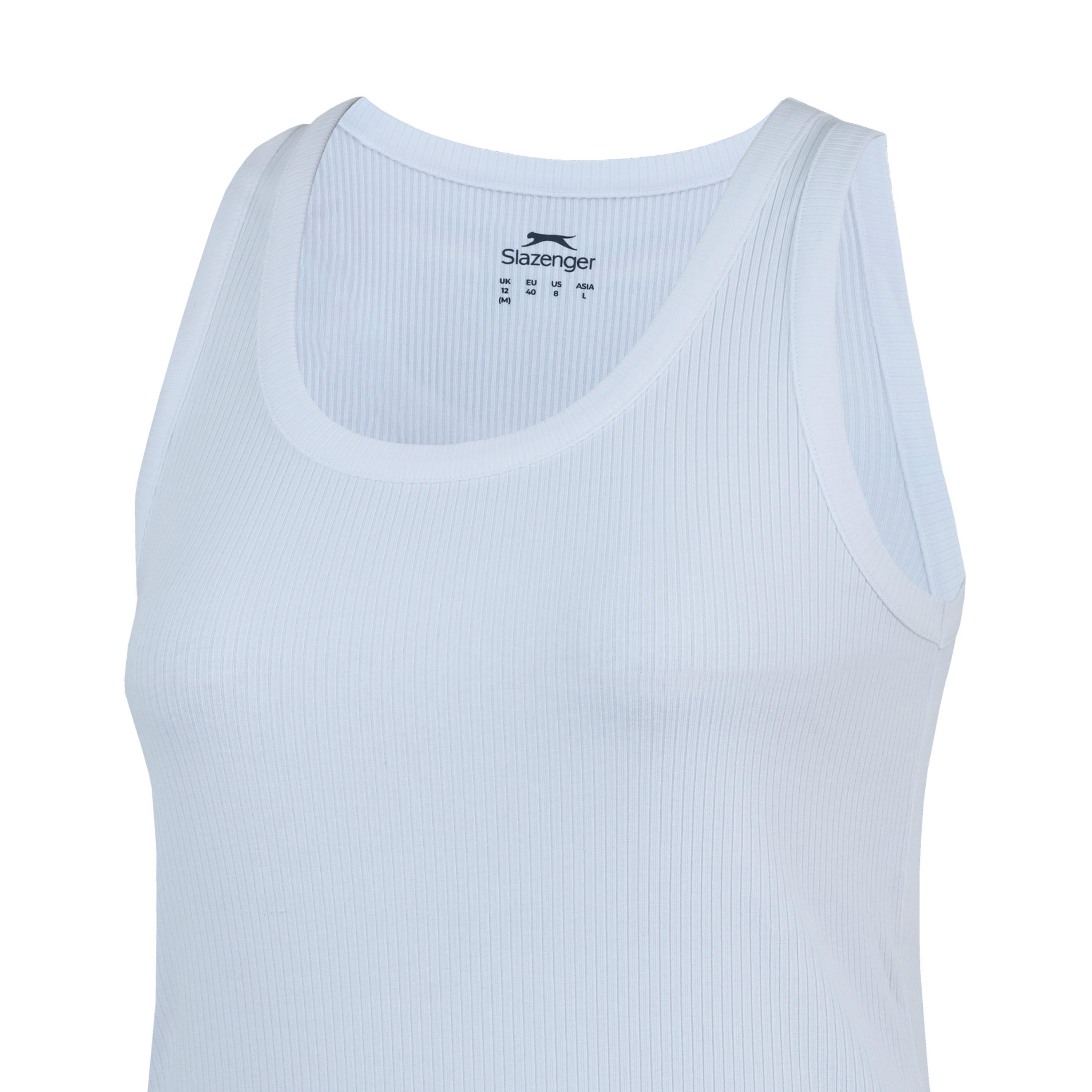 White - Slazenger - Women's Slaz Ribbed Tank Vest - 5