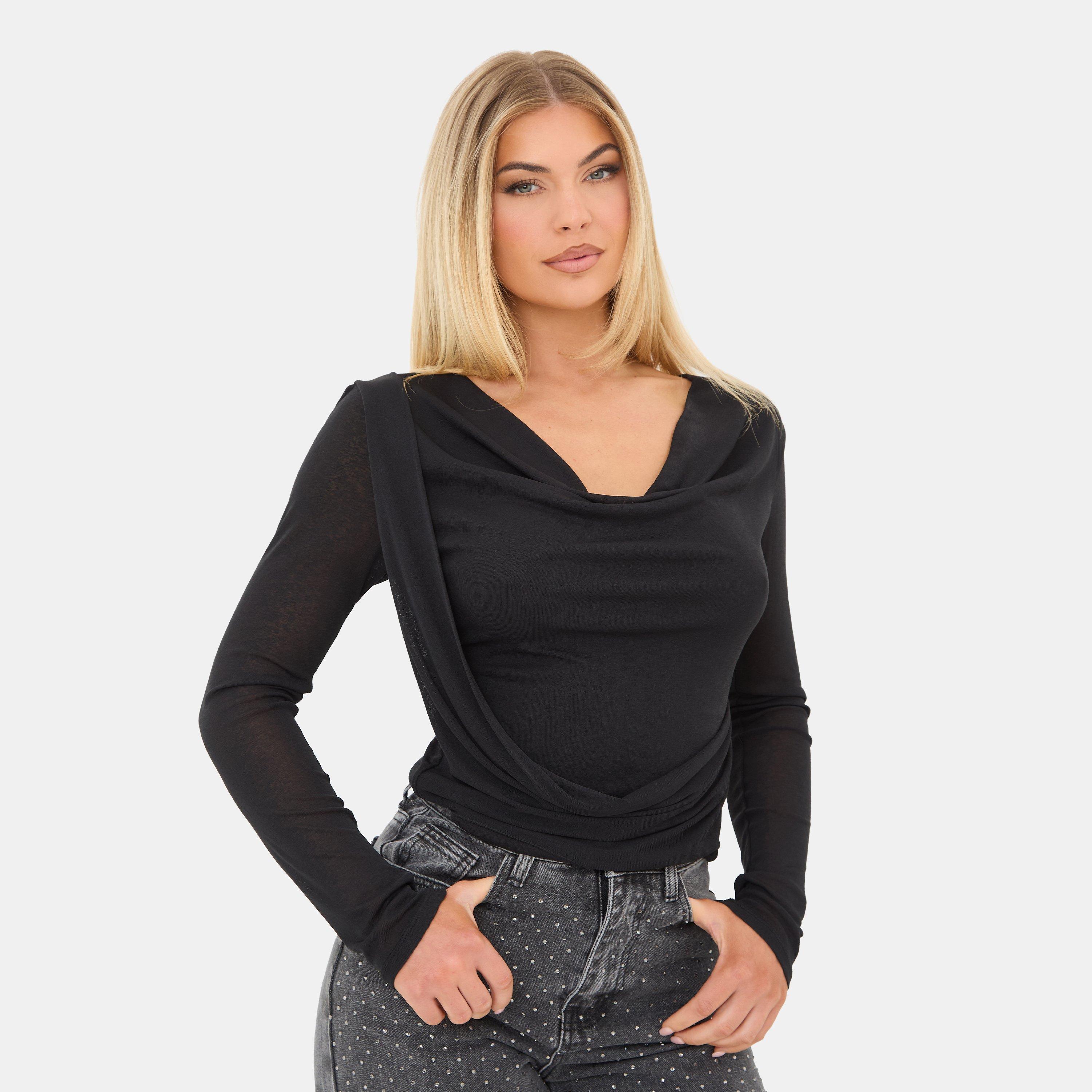 I Saw It First Women's Slinky Fashion Top - Black - 14 (L)