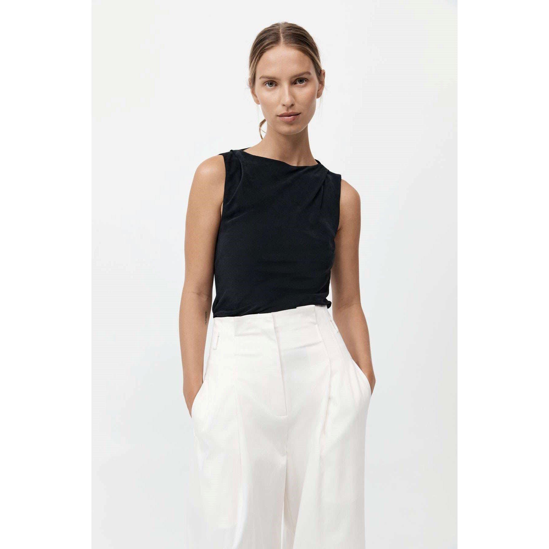 Black - St. Agni - Women's Draped Cowl Vest - 2