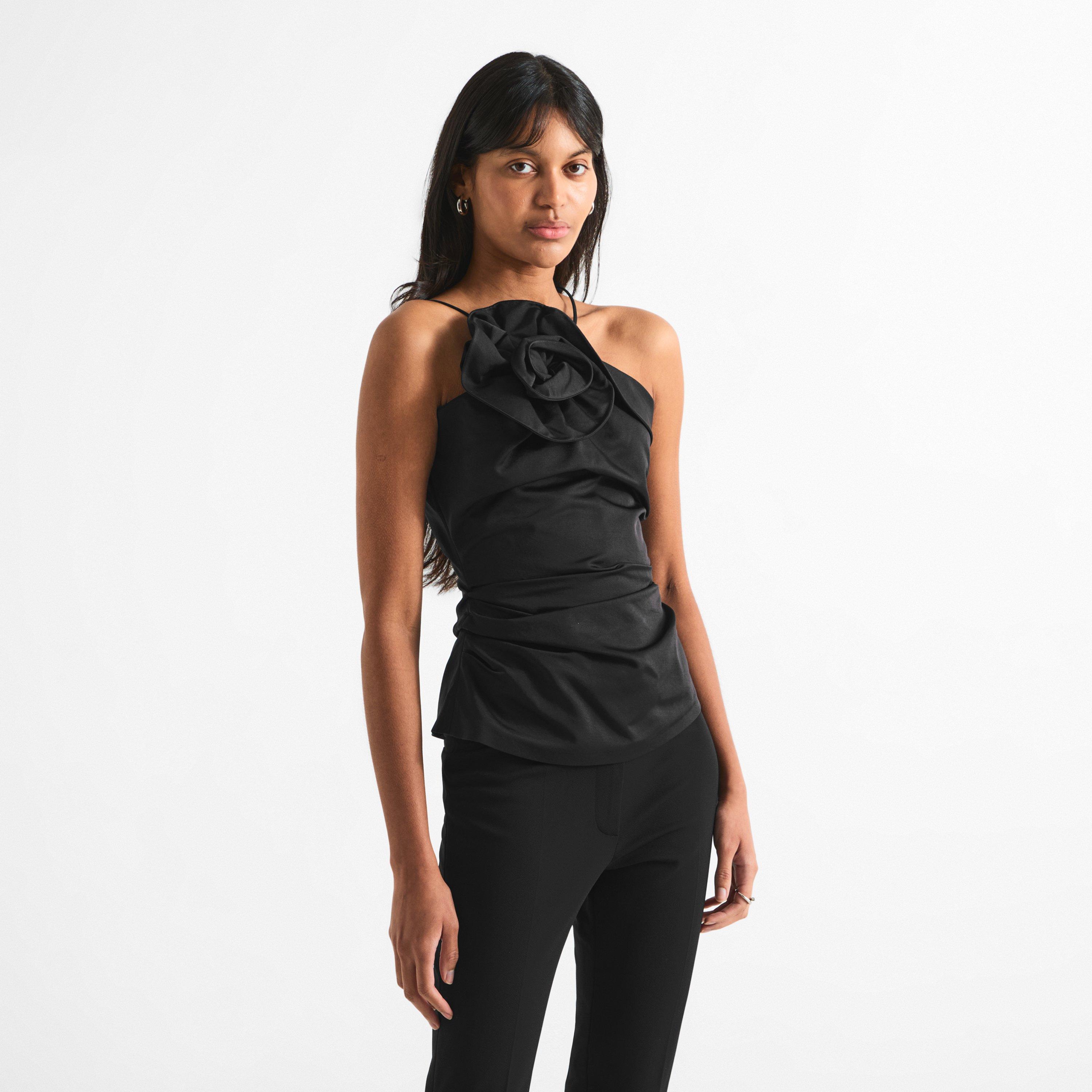 Black - Magda Butrym - Women's Cotton Slim-Fit Halter Neck Tank Top - 3