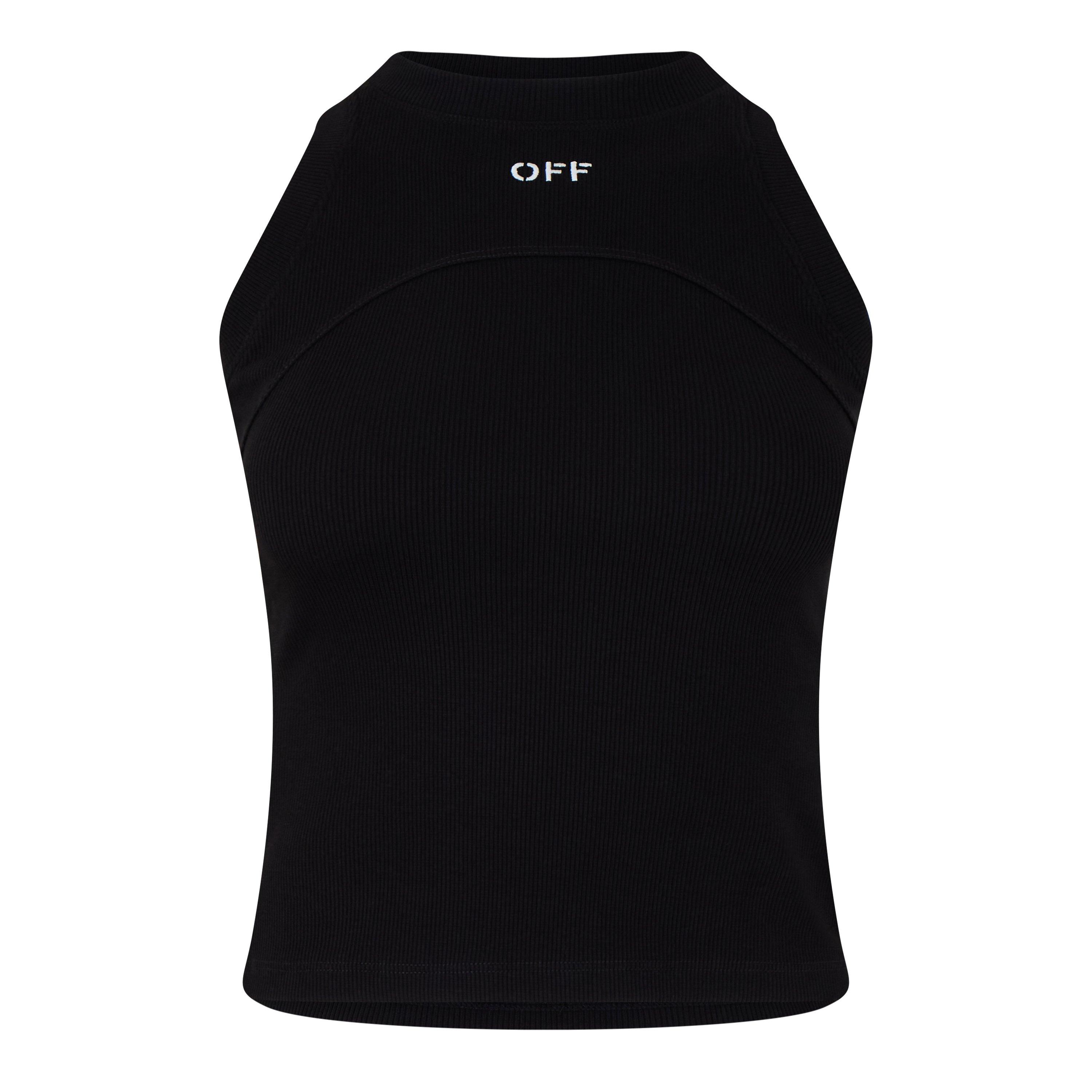 Black - Off White - Women's Ribbed Tank Vest - 1