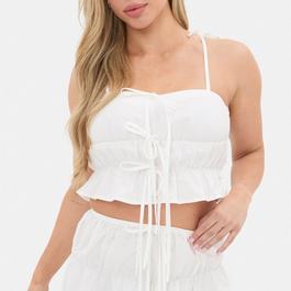 I Saw It First Ruched Front Strappy Tie Top