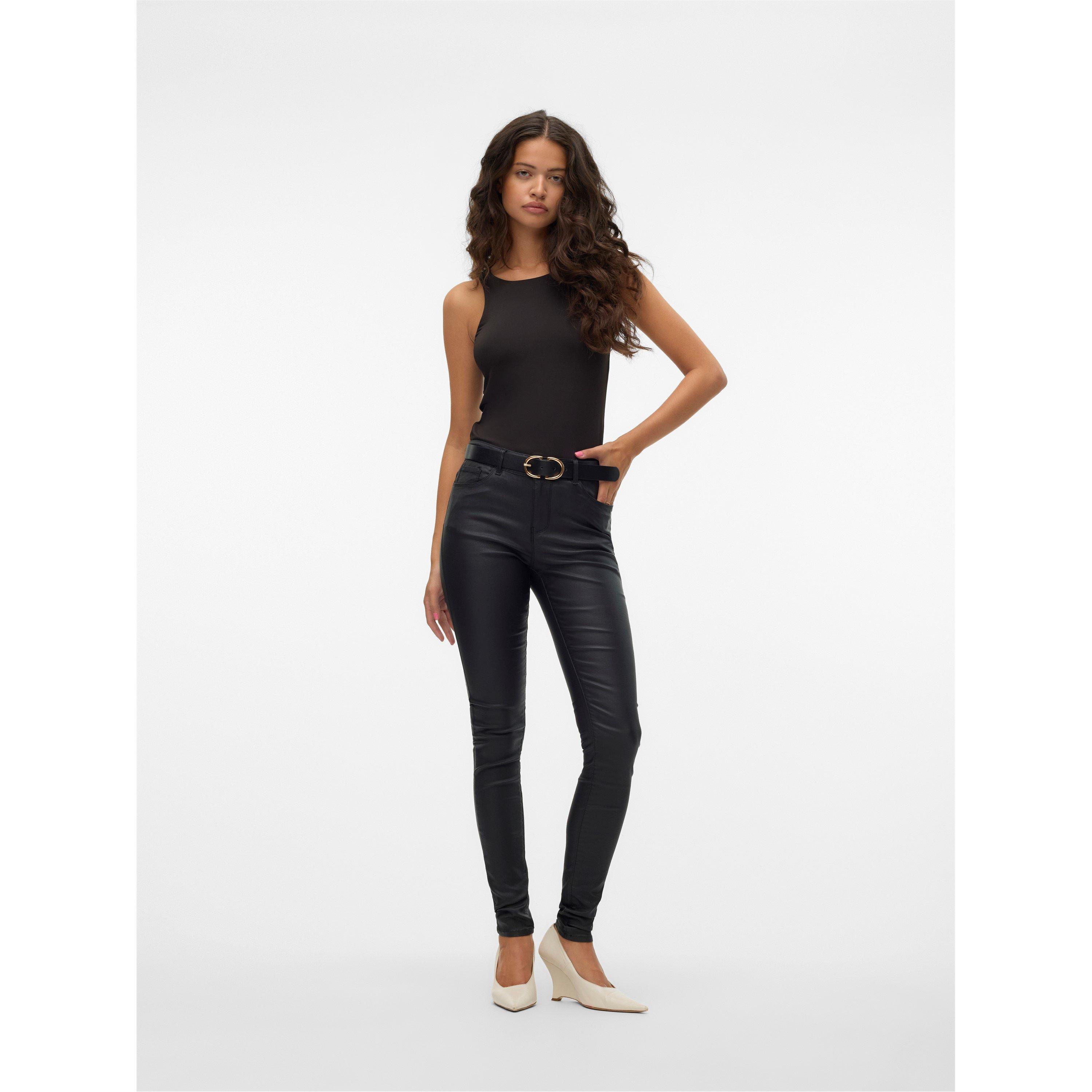 Women's Mid Waist Coated Skinny Jeans