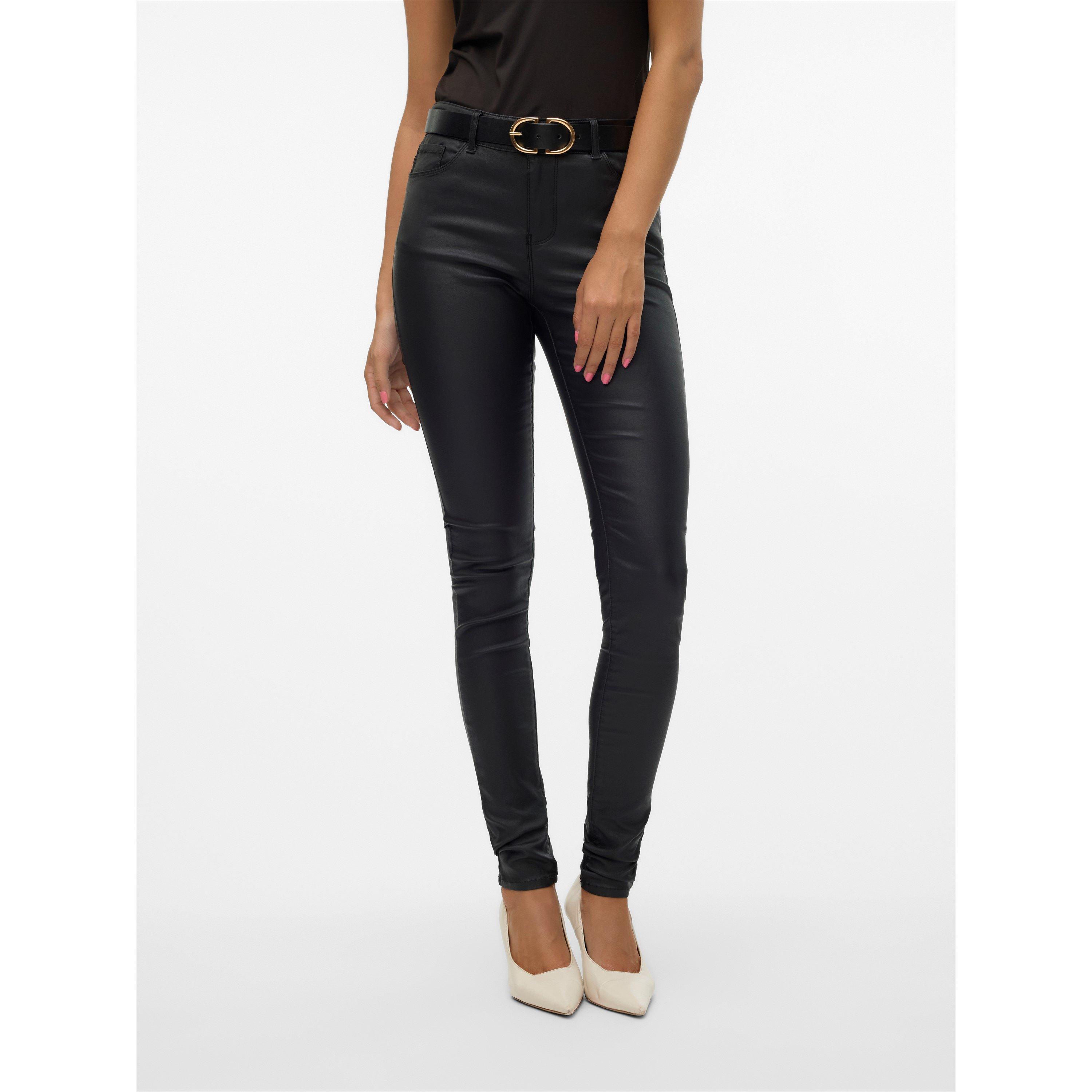 Zwart - Vero Moda - Mid Waist Coated Skinny Jeans - 2