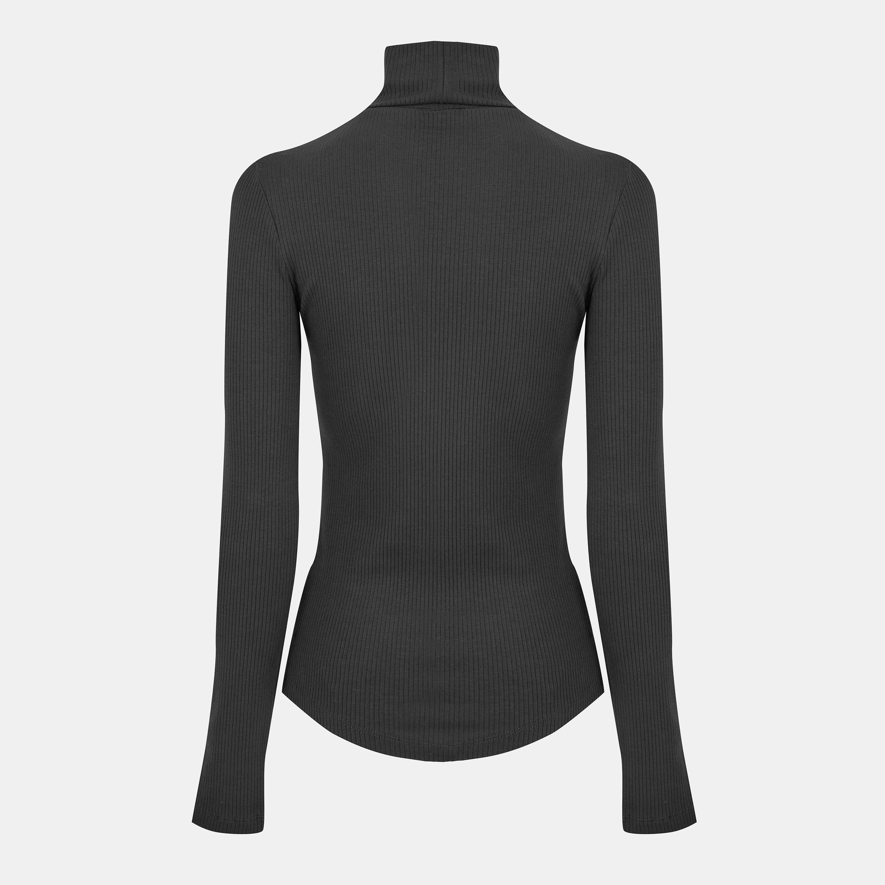 Tommy Hilfiger Women's Slim Rib Roll Neck Slim Fit Long Sleeve T-Shirt ...