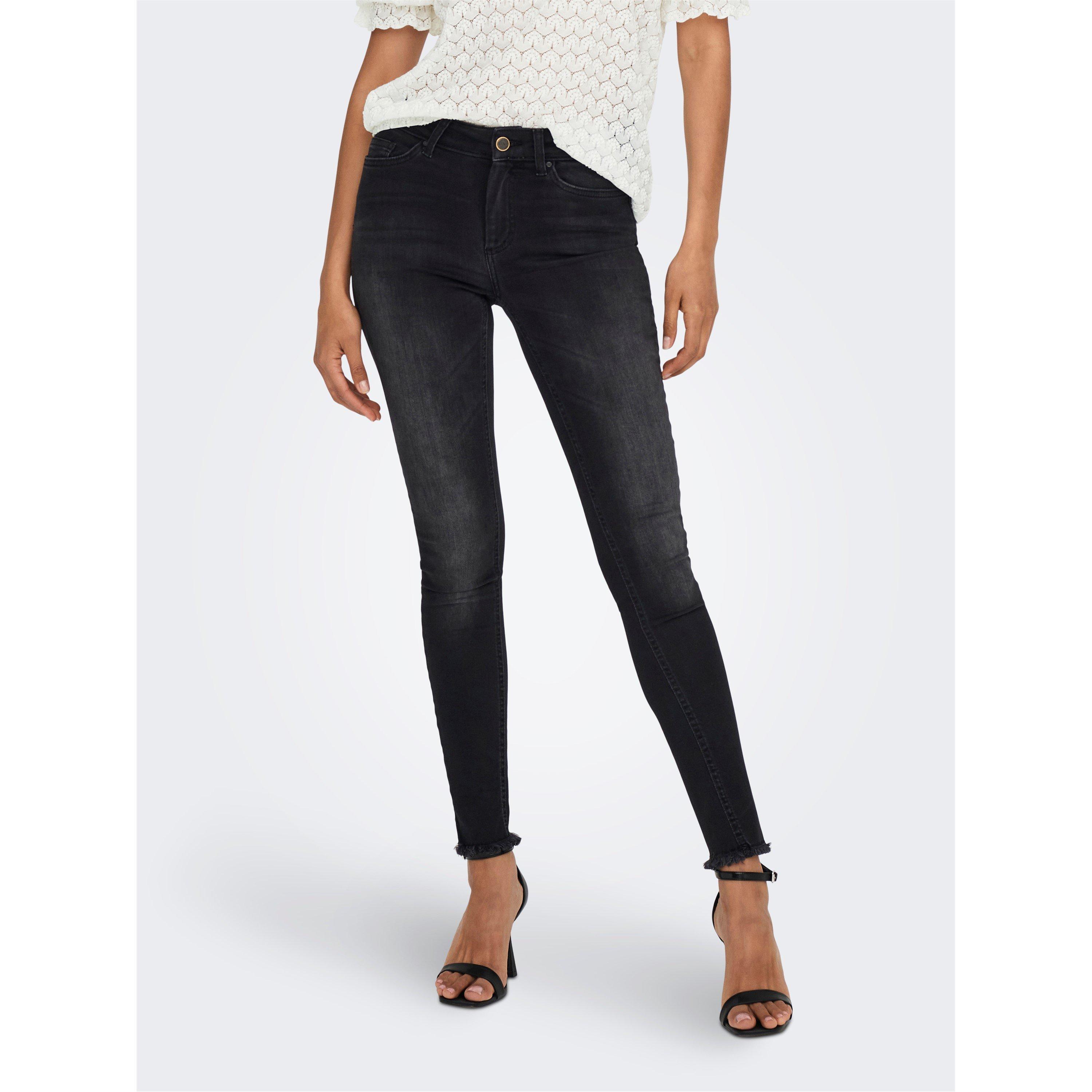 Only Women's Raw Hem Skinny Jeans - Black - XS L30