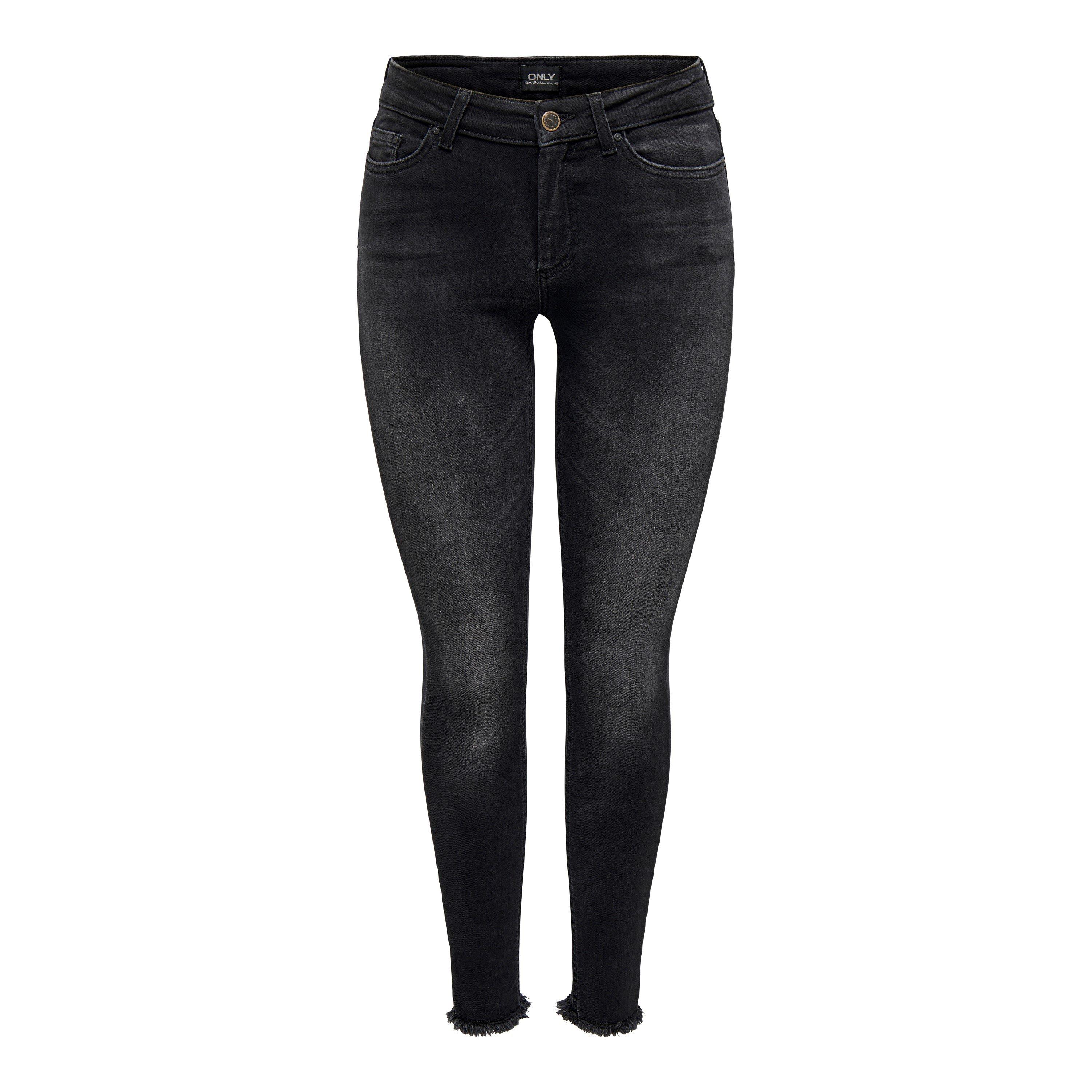 Schwarz - Only - Raw Hem Skinny Jeans - 6