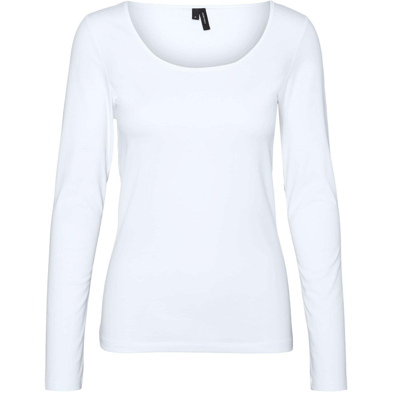 Bright White - Vero Moda - Maxi U-Neck Long-Sleeve T-Shirt - 6