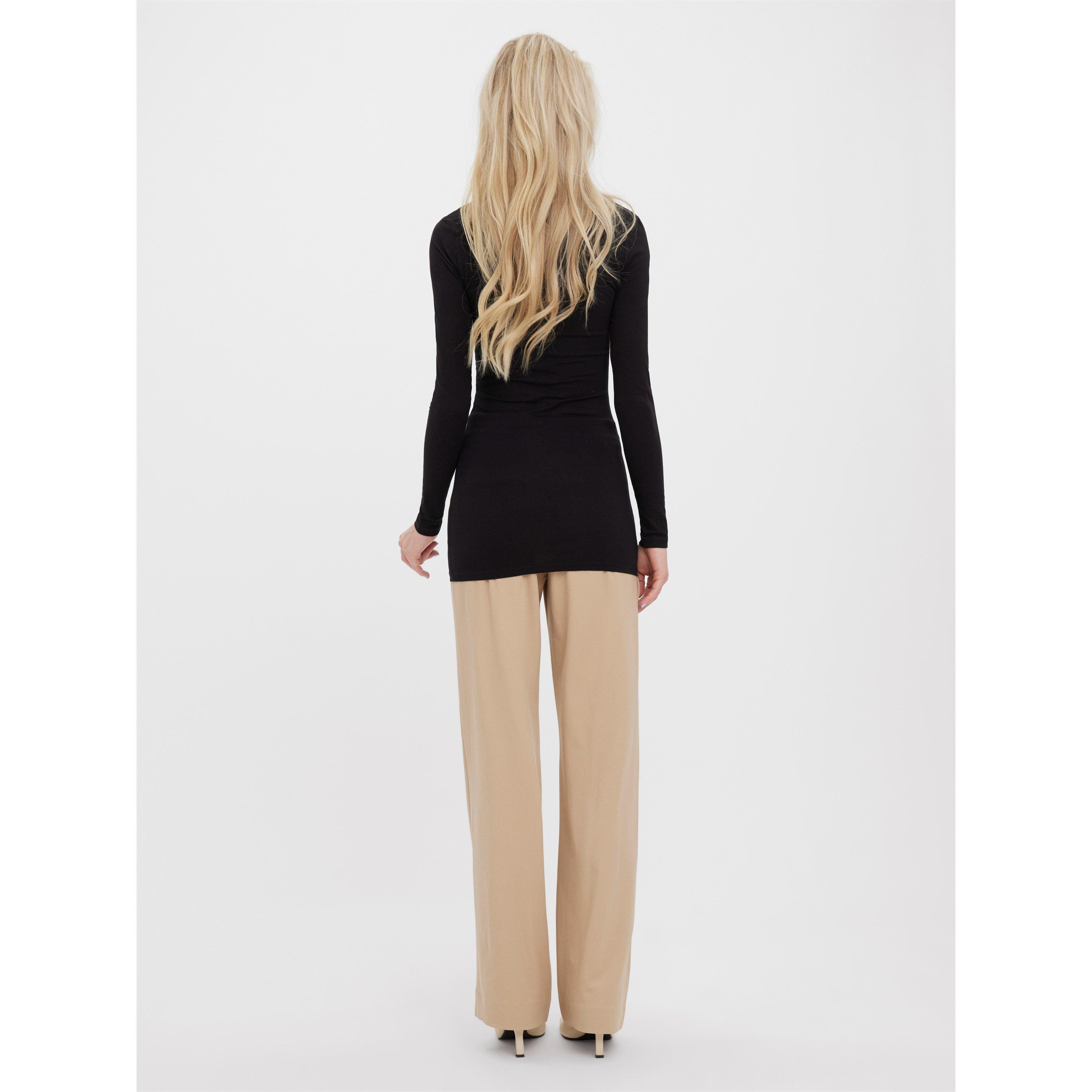 Black - Vero Moda - U-Neck Long-Sleeve T-Shirt - 3