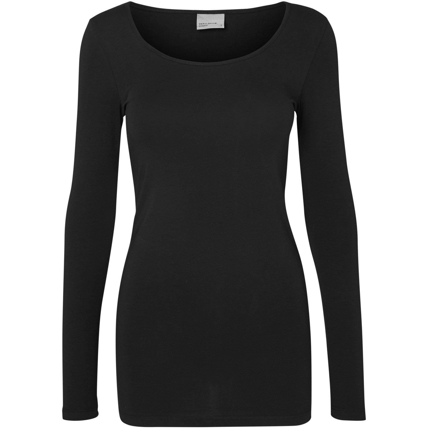 Black - Vero Moda - U-Neck Long-Sleeve T-Shirt - 5