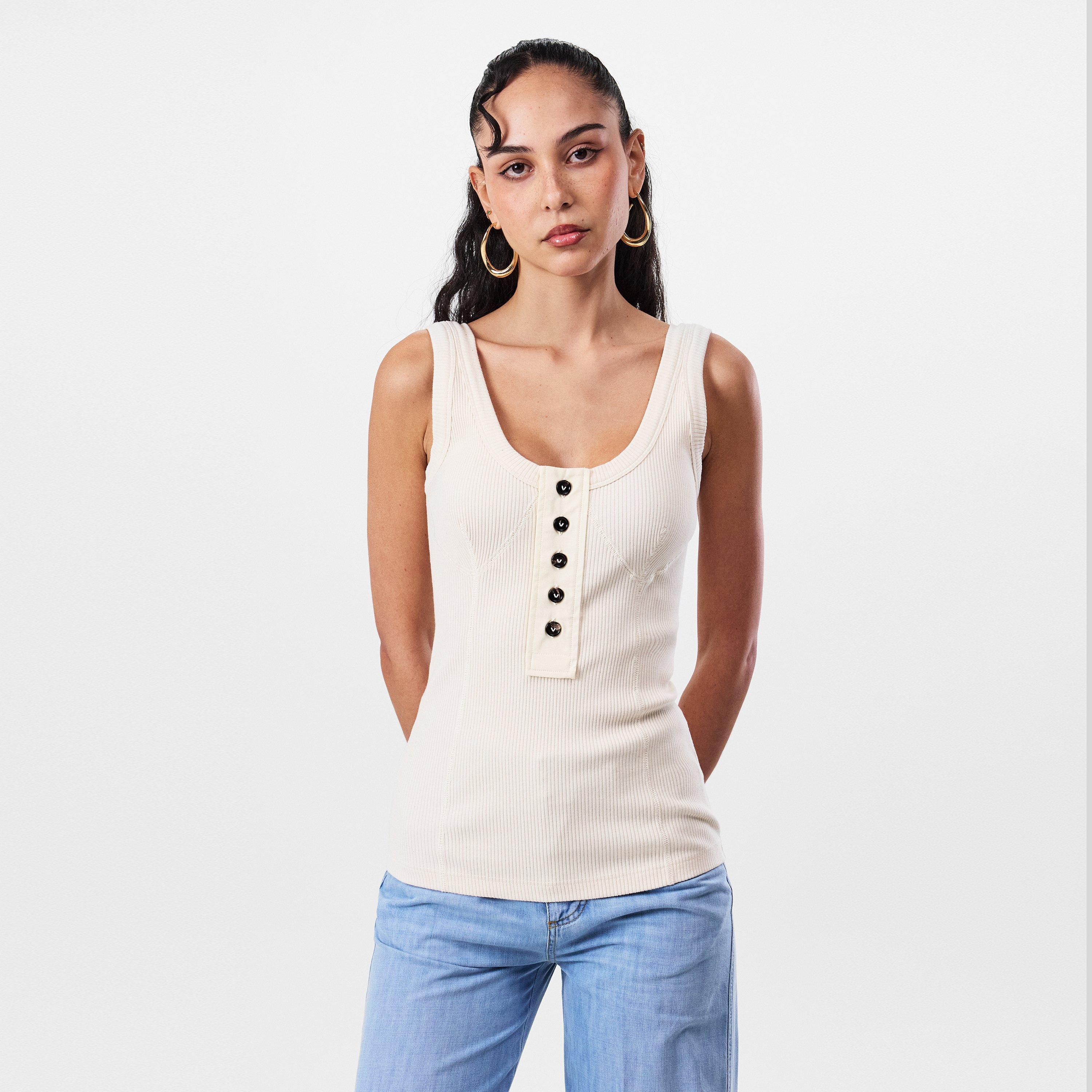 Sea Salt - Bottega Veneta - Compact Cotton Rib Jersey Tank Top - 3