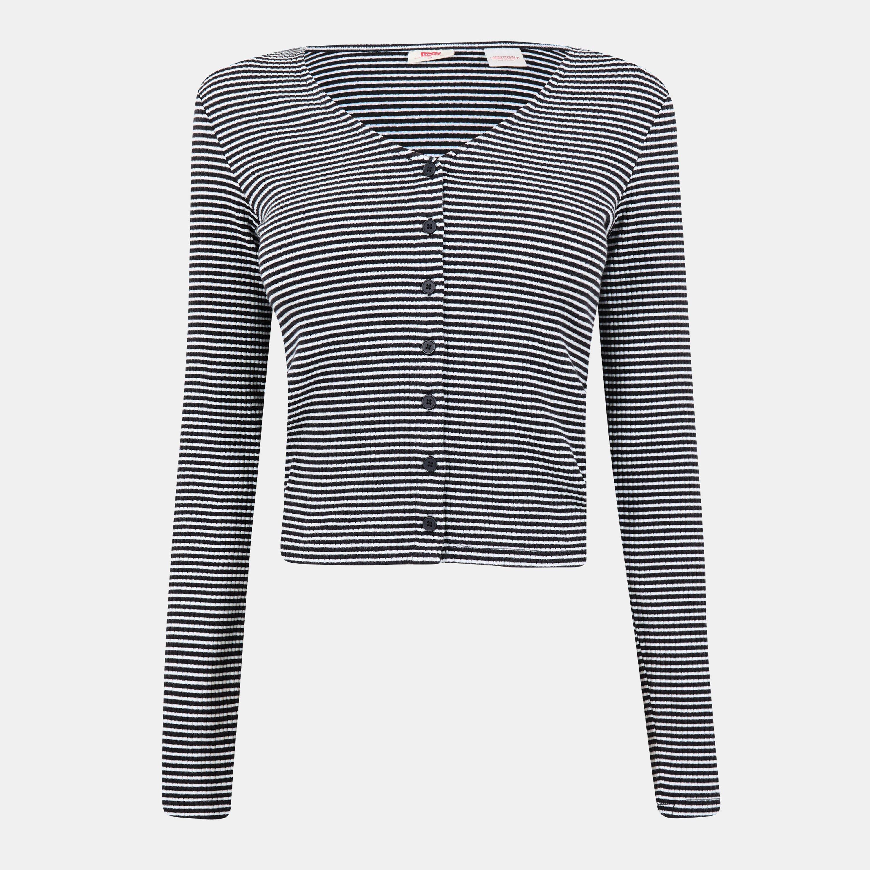 Levis Women's Long Sleeve Crop Top - Vanilla Stripe - 12 (M)
