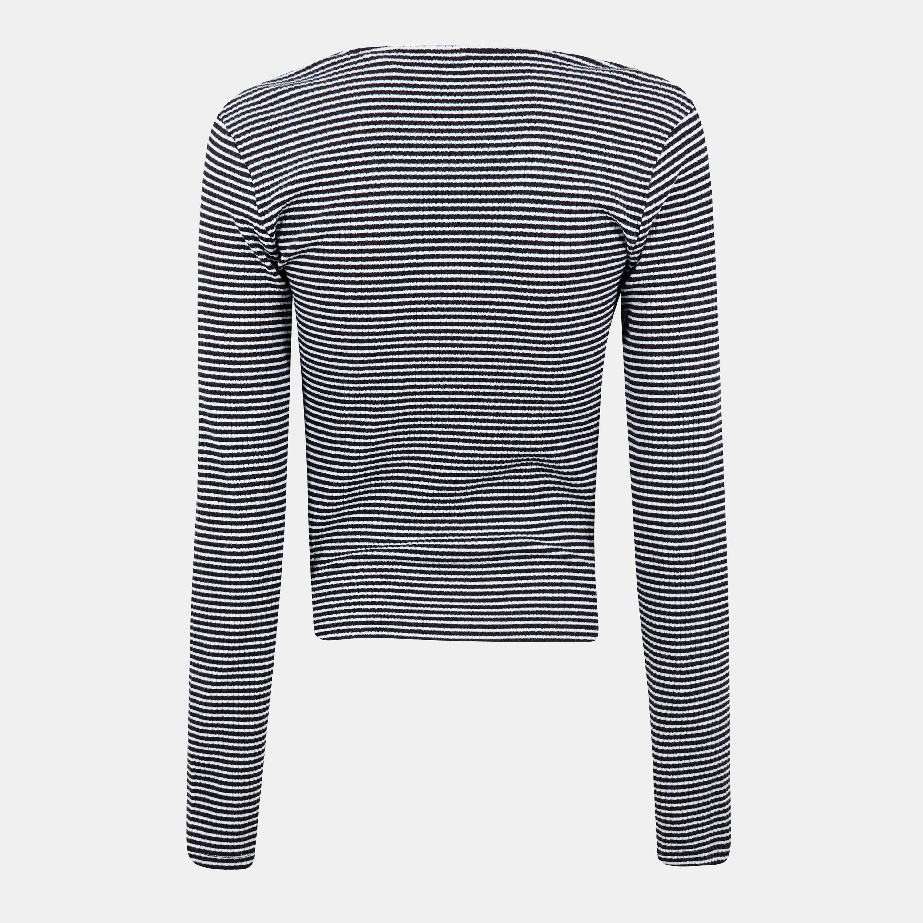 Vanilla Stripe - Levis - Women's Long Sleeve Crop Top - 2