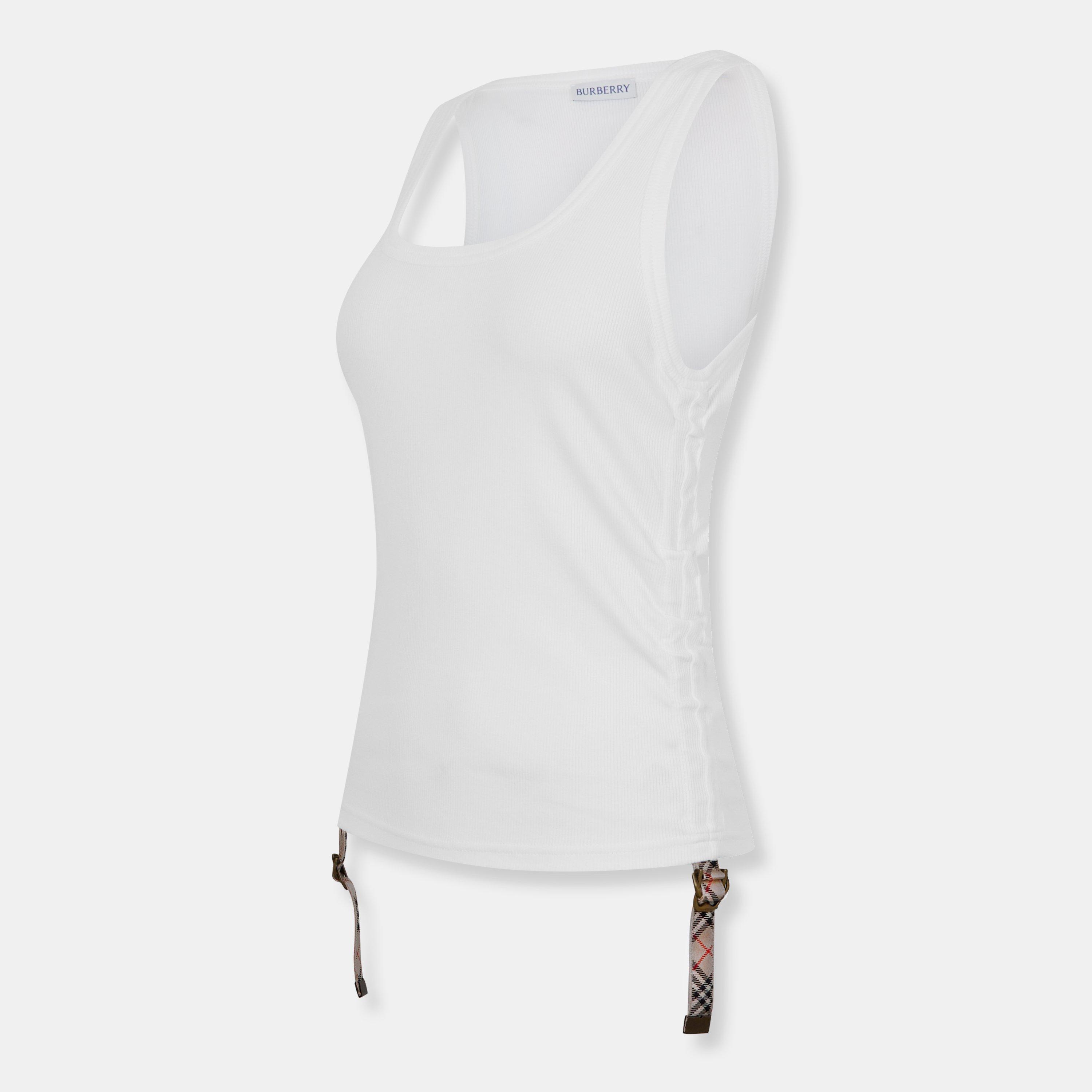 White - Burberry - Ruched Buckle Tank Top - 7