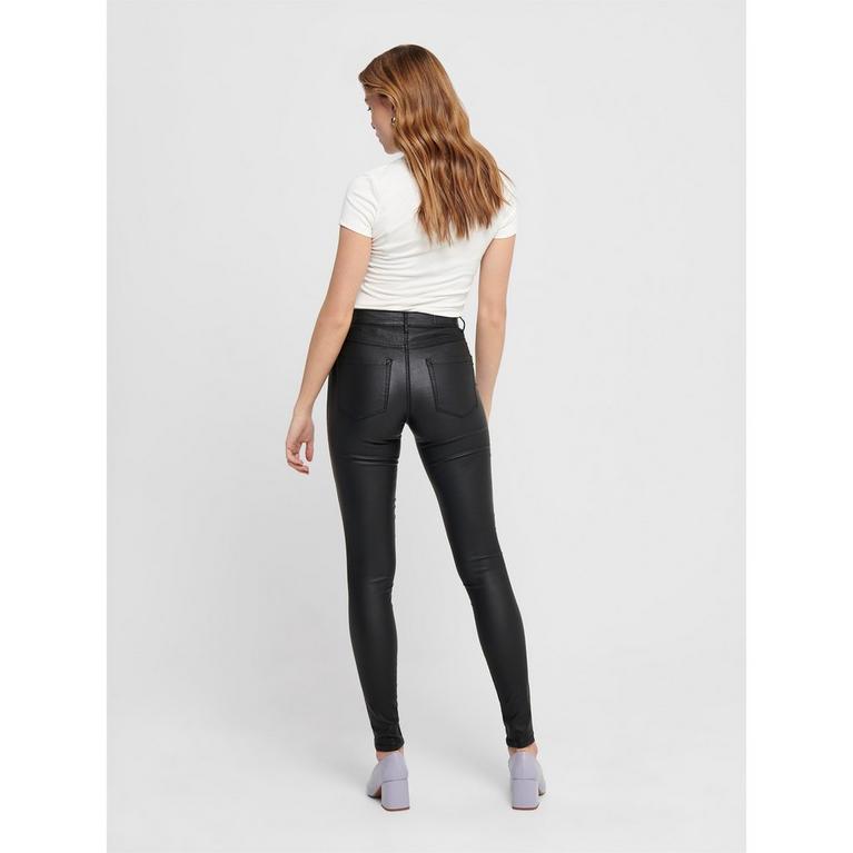 Noir - Only - Only PU Coated Trousers For Ladies - 4