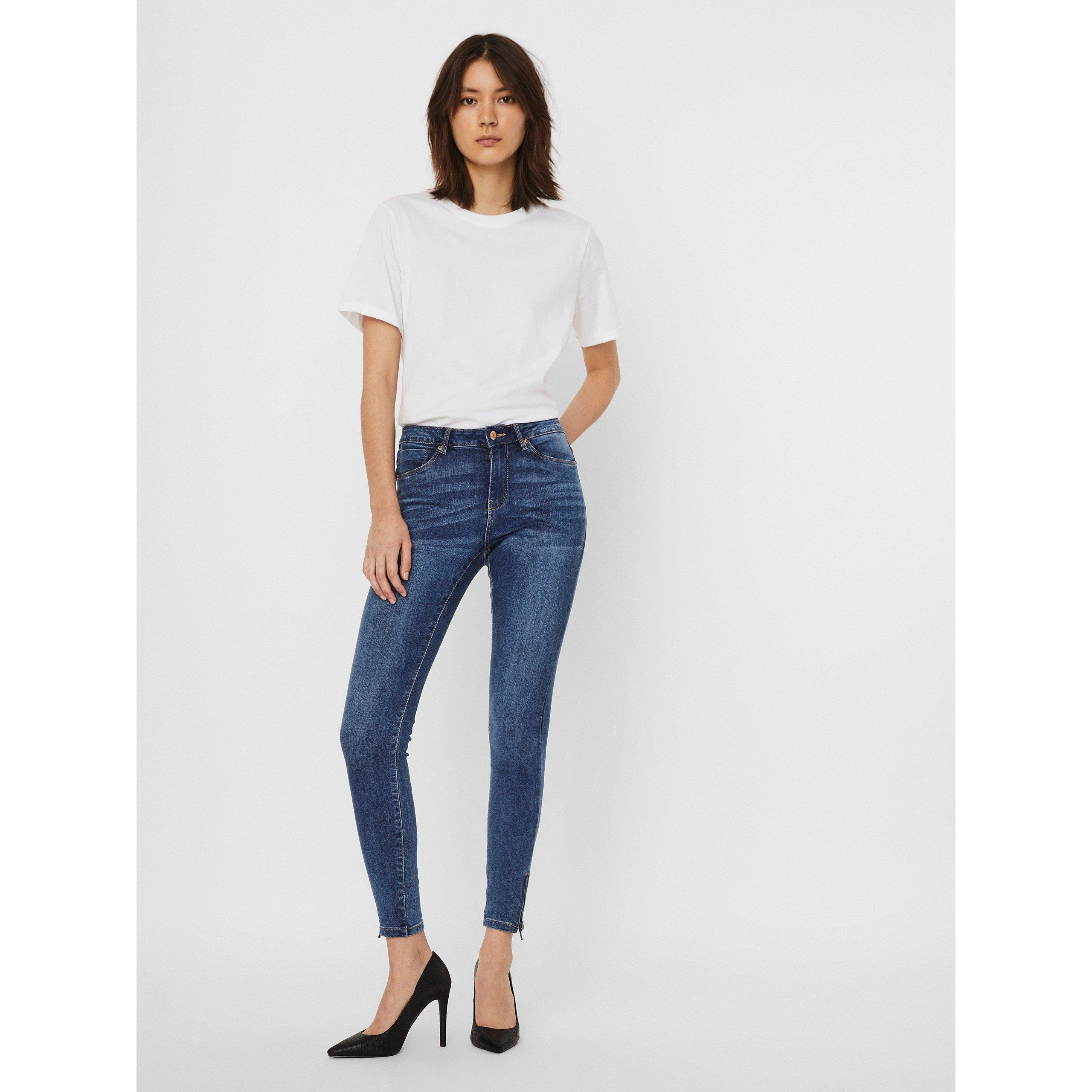 Denim azul medio - Vero Moda - Women's Tilde Midrise Slim Ankle Zipped Skinny Jeans - 1