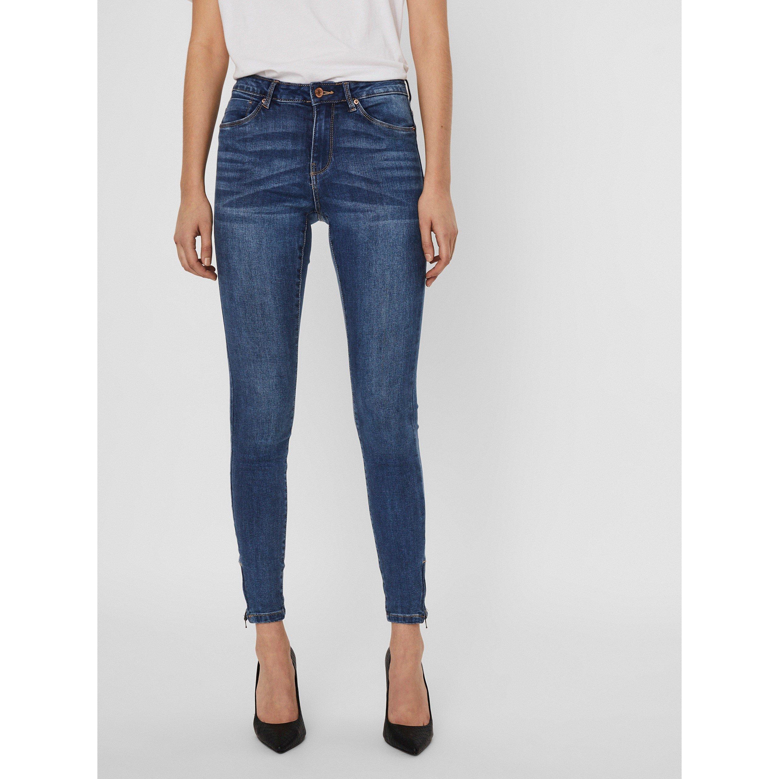 Mittleres Blau Denim - Vero Moda - Women's Tilde Midrise Slim Ankle Zipped Skinny Jeans - 2