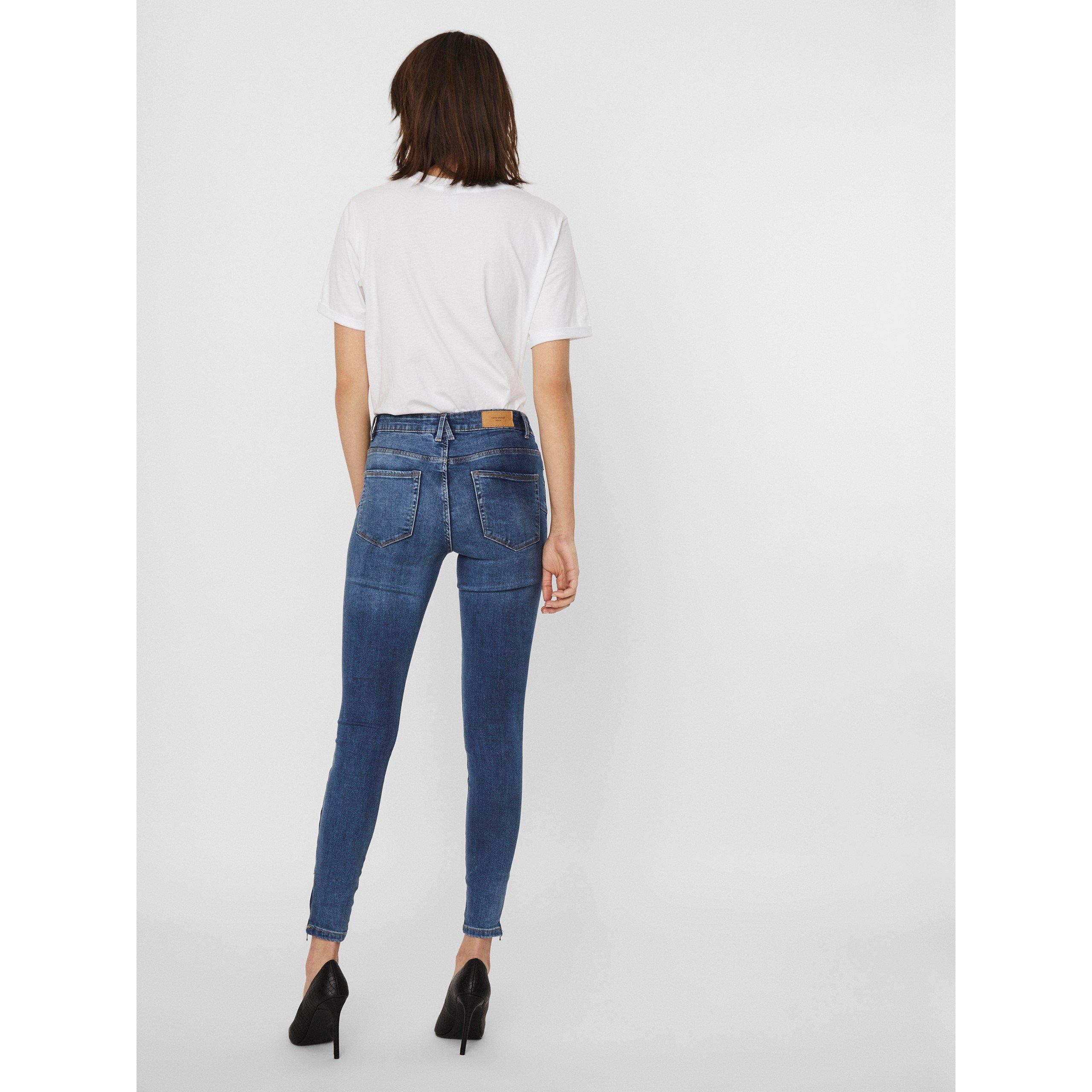 Mittleres Blau Denim - Vero Moda - Women's Tilde Midrise Slim Ankle Zipped Skinny Jeans - 3