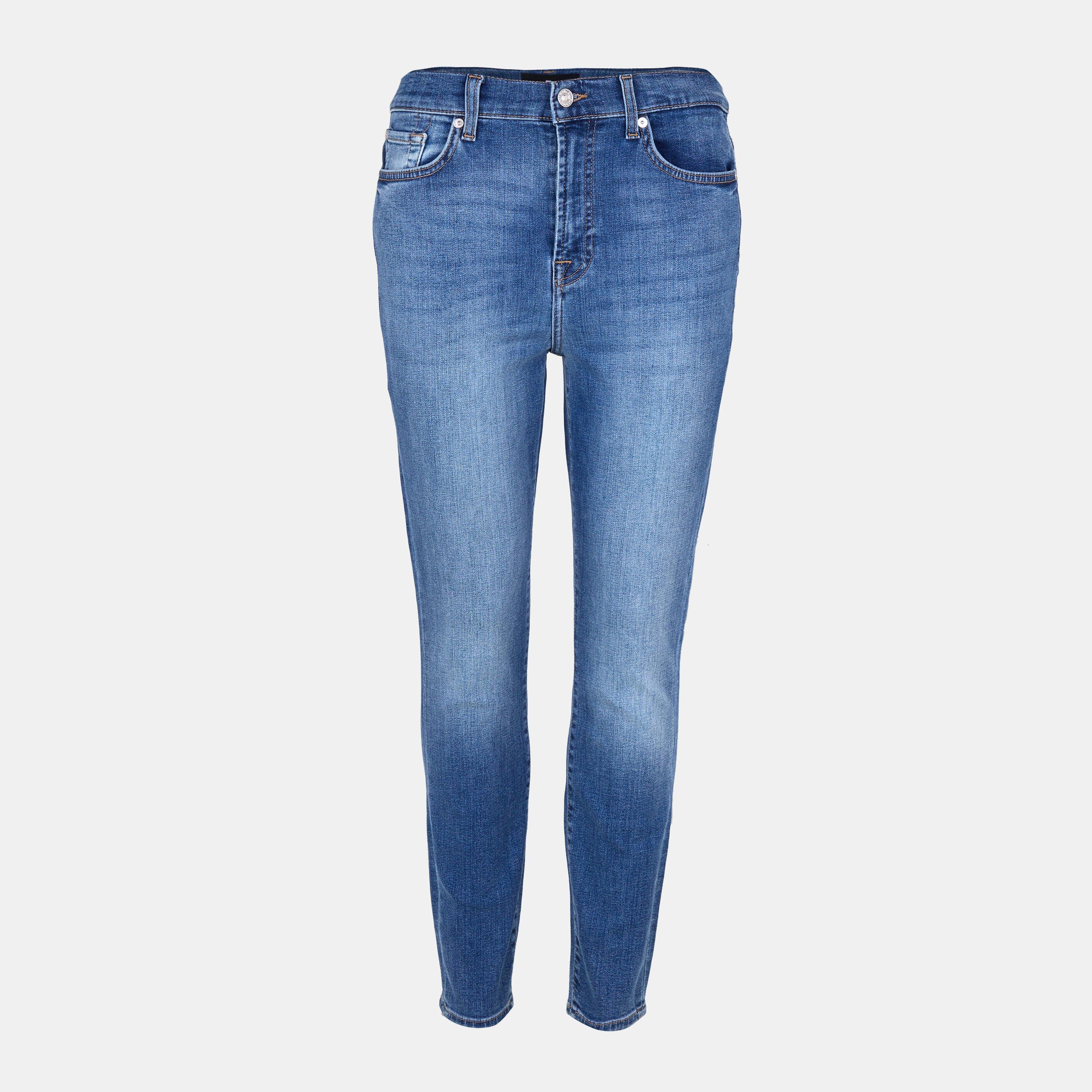 Mid Blue - 7 For All Mankind - Women's Ankle Skinny Jeans - 1