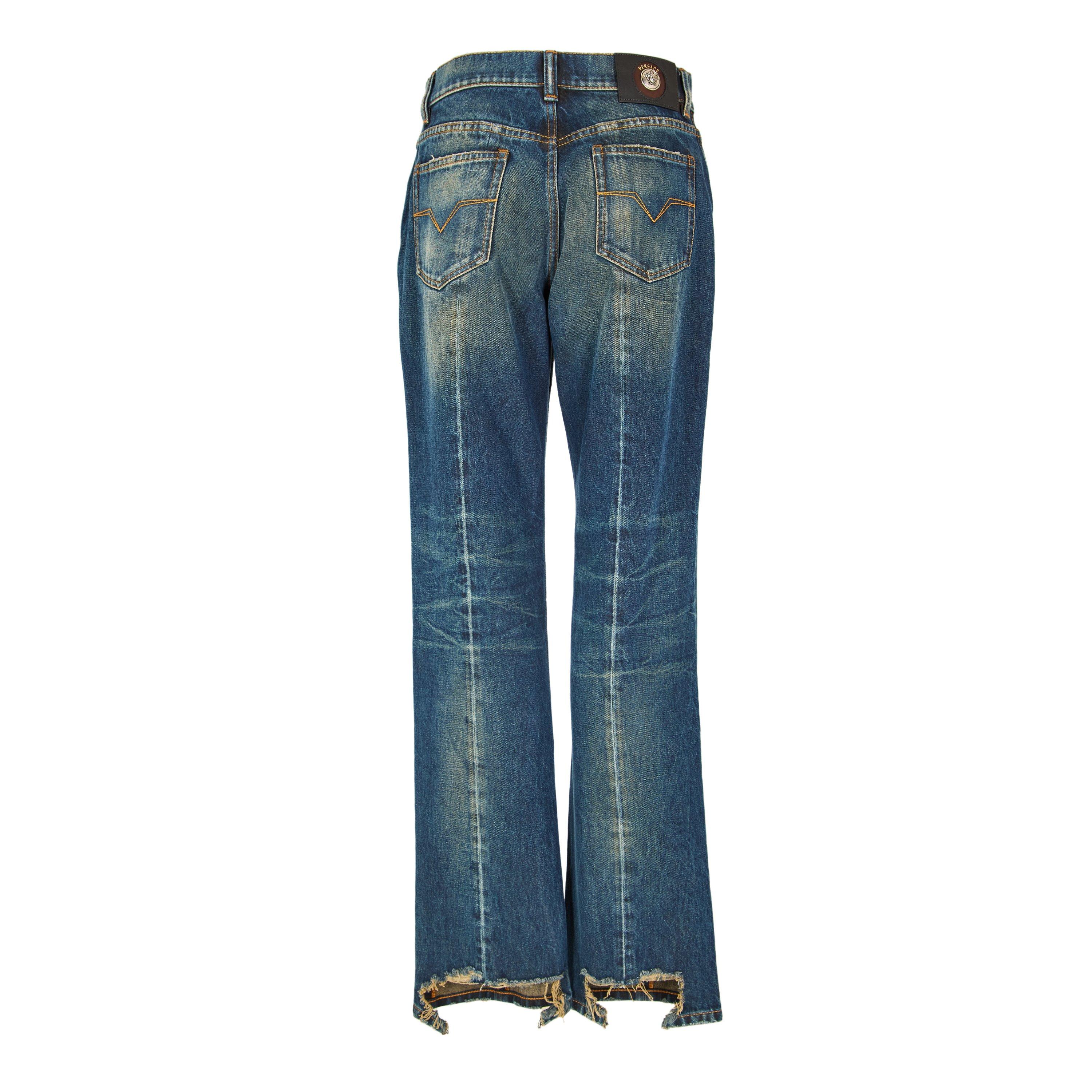 Blue Brown - Versace - Women's Dirty Wash Slim Fit Jeans - 2