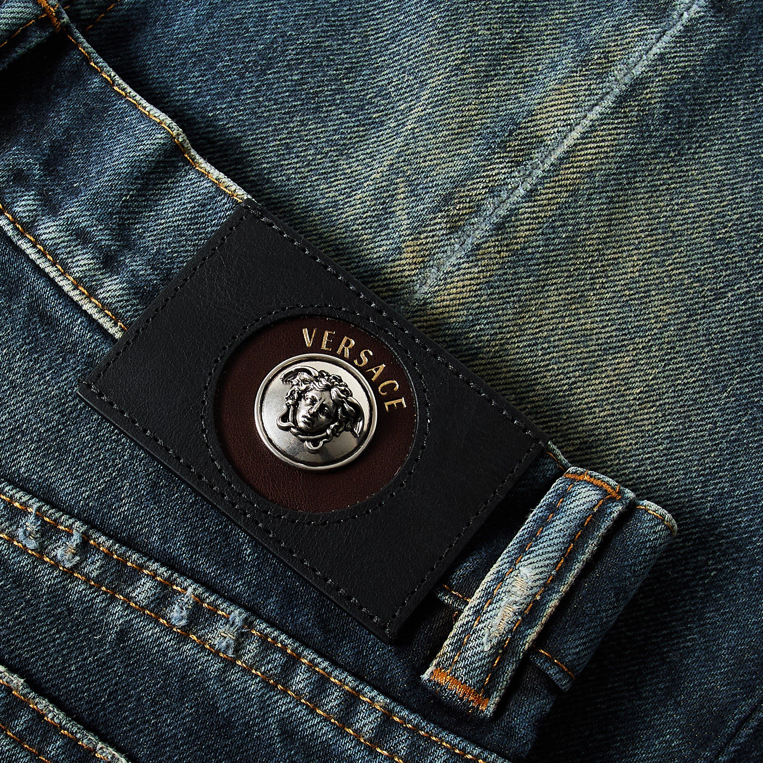 Blue Brown - Versace - Women's Dirty Wash Slim Fit Jeans - 3