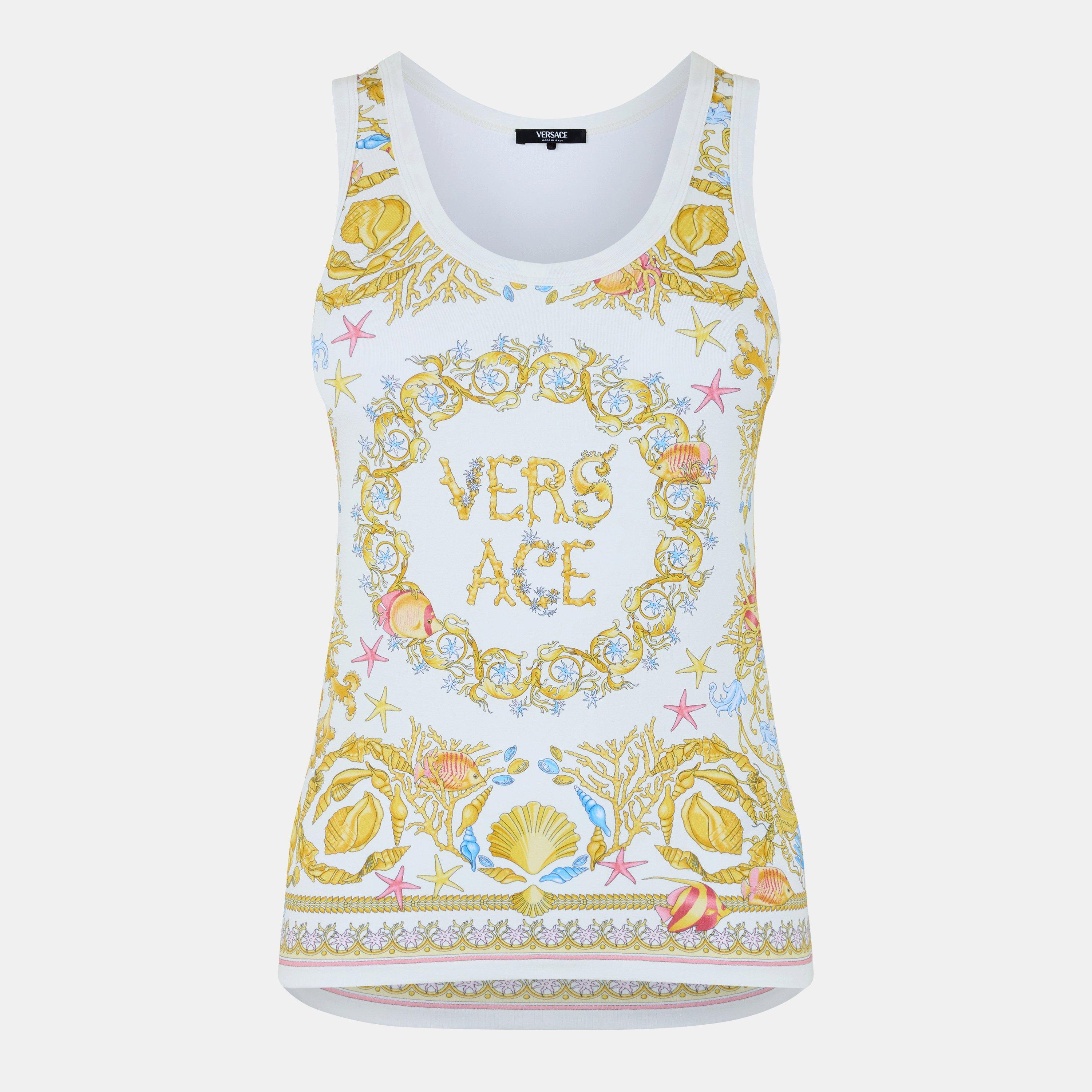 Eggshell - Versace - Women's Barocco Printed Sleeveless Tank Vest - 1