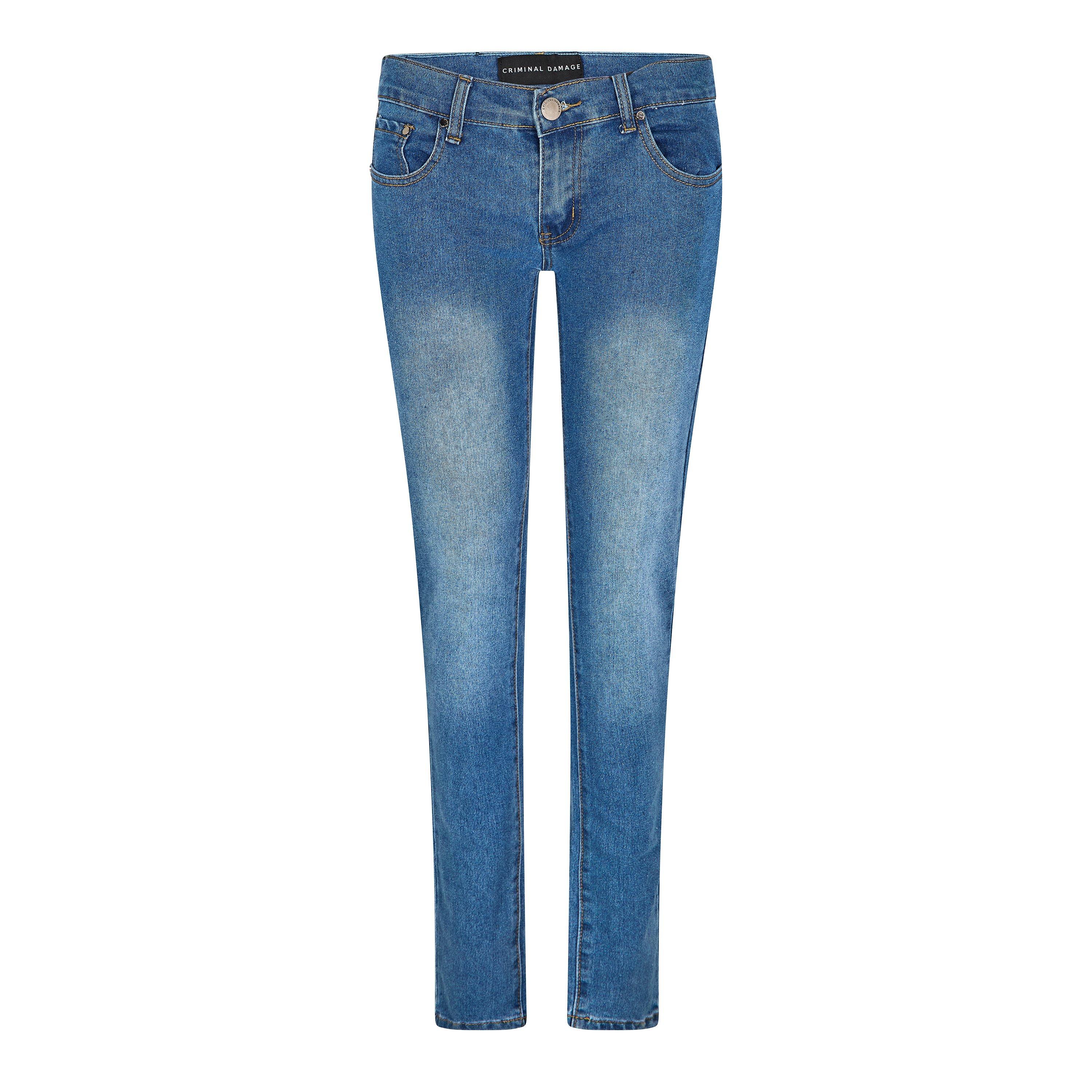 Criminal Damage Women's Skinny Jeans - Mid Blue - 28 L32