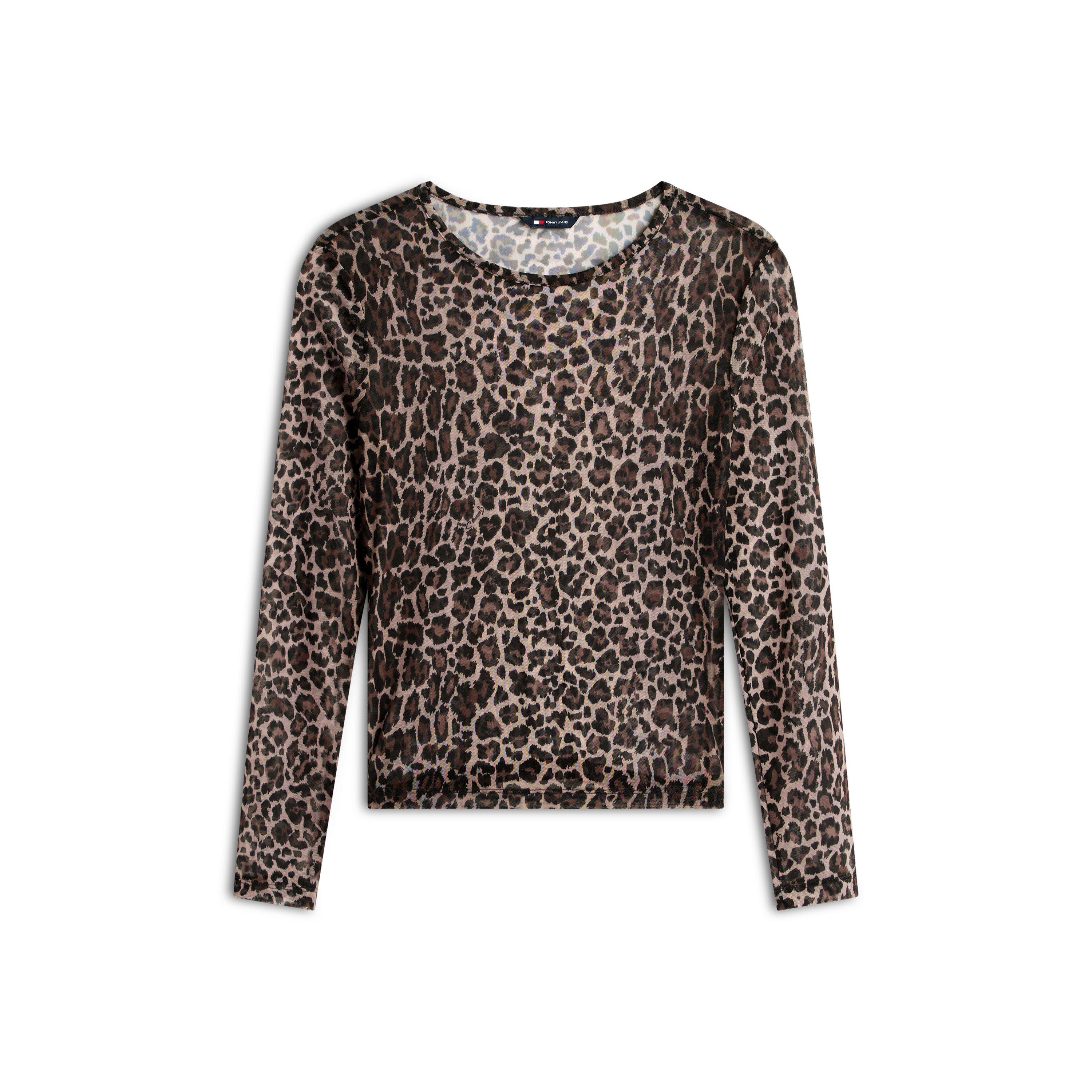 Leopard Aop - Tommy Jeans - Women's All Over Print Long-Sleeve Mesh T-Shirt - 4